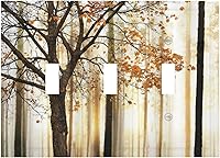 Vista 141 de Cubierta de interruptor de luz de 3 cuadrillas con diseño de flores azules púrpuras, cubierta de placa de pared de triple palanca, arbustos florales