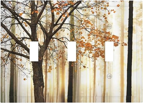 Miniatura 141 de Cubierta de interruptor de luz de 3 cuadrillas con diseño de flores azules púrpuras, cubierta de placa de pared de triple palanca, arbustos florales