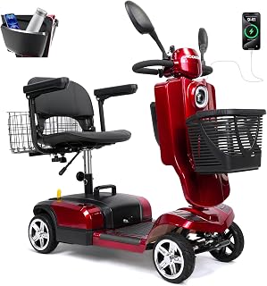 Wooken Powered Mobility Scooter, 4-Wheel Mobility Scooter for Adults, Seniors,264 lbs All Terrain Foldable Powered Mobility Scooter, 2 Baskets & Rearview Mirrors, Heavy Duty Mobility for Travel