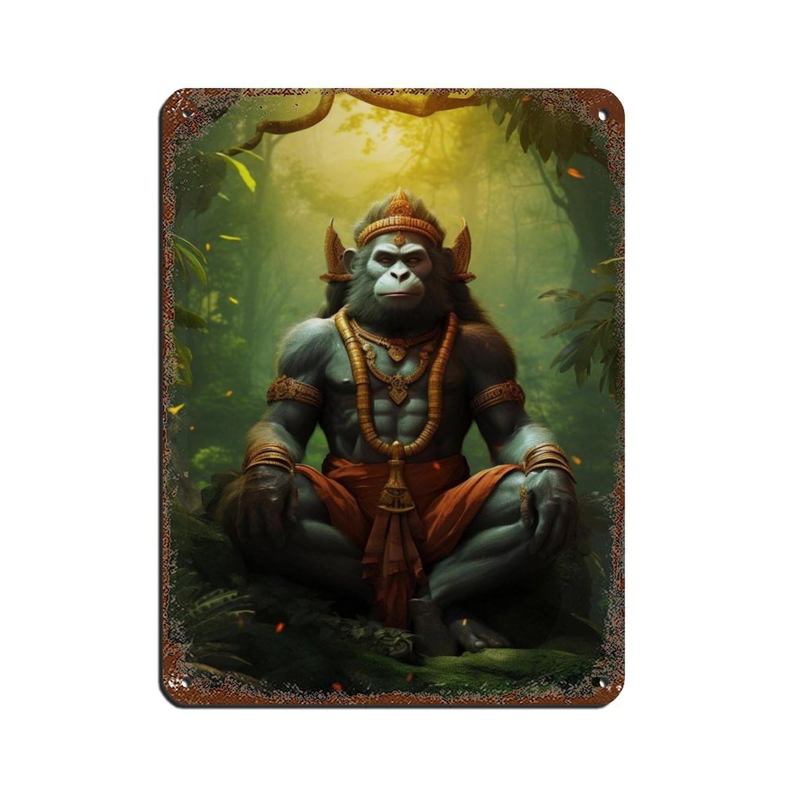 Hanuman Art-Hindu Art (3) Tin Sign Vintage Metal Pub Club Cafe Bar Home Wall Art Decoration Poster Retro 12x16inch(30x40cm)
