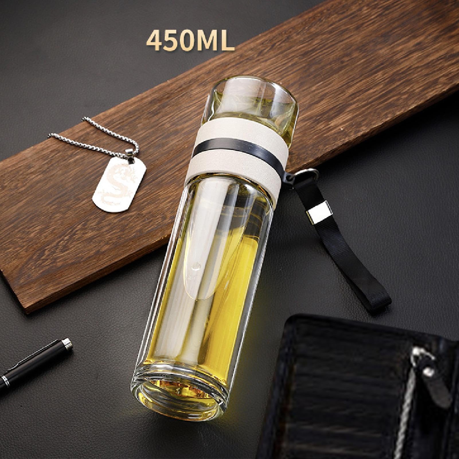 Glass Water Bottle for Tea, Portable Tea Bottle with Infuser, Fruit Infuser Water Bottle, Leakproof Glass Tea Bottle, Travel Tea Infuser Bottle, Loose Tea Water Bottle, Travel Infuser Tea Cup