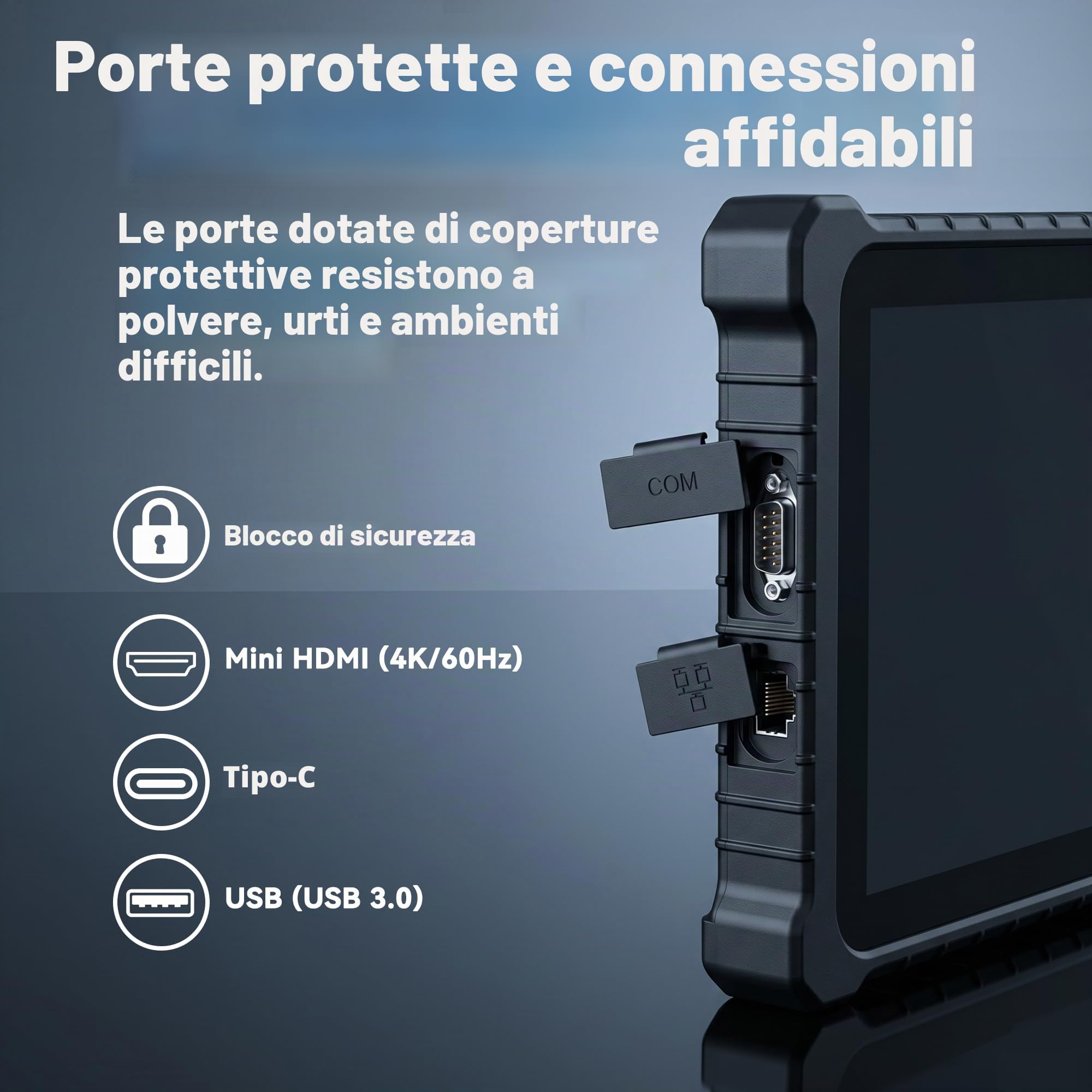 10.1" IP67 Tablet robusto (N5100 8GB+256GB) Windows 11 Pro Tablet industriale impermeabile, impronte digitali, batteria 8000mAh, GPS, WiFi, 4G LTE, BT4.2, per il lavoro sul Work
