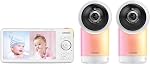 Moniteur vidéo de bébé VTech 2 caméras 1080p intelligent WiFi avec accès à distance, caméra panoramique et inclinable à 360 degrés avec affichage haute définition de 5” 720p, lumière nocturne, RM5766-2HD