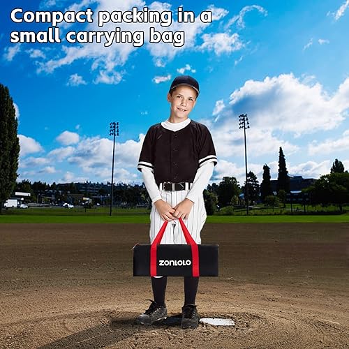 Miniatura 6 de Red de béisbol de 6 x 6 pies con 3 objetivos diferentes, red de práctica portátil para batear, pegar, lanzar y lanzar, paquete compacto con bolsa de