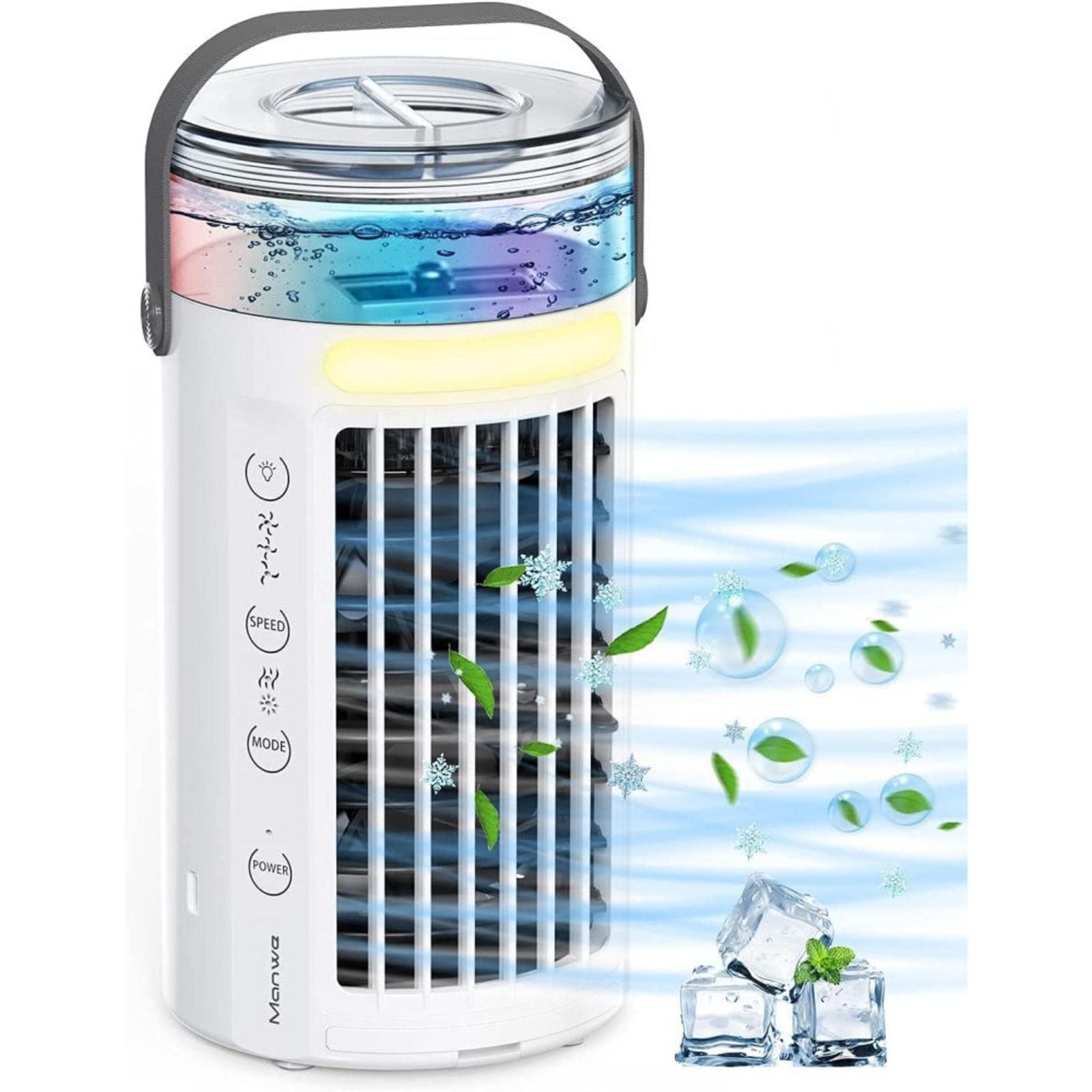 HXYSXHJUO Quiet Mini Conditioner Desk Cooling Fan for Home,Portable Air Cooler,Small Conditioning Unit, With 7-Color Led Lights Cooler - Low Energy Consumption Portable Coo