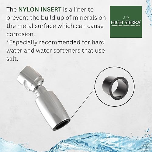 Miniatura 4 de High Sierra - Cabezal de ducha de metal de 1.8 GPM de alta eficiencia y bajo flujo, versión mejorada, oculta hilos antiestéticos de brazo de ducha
