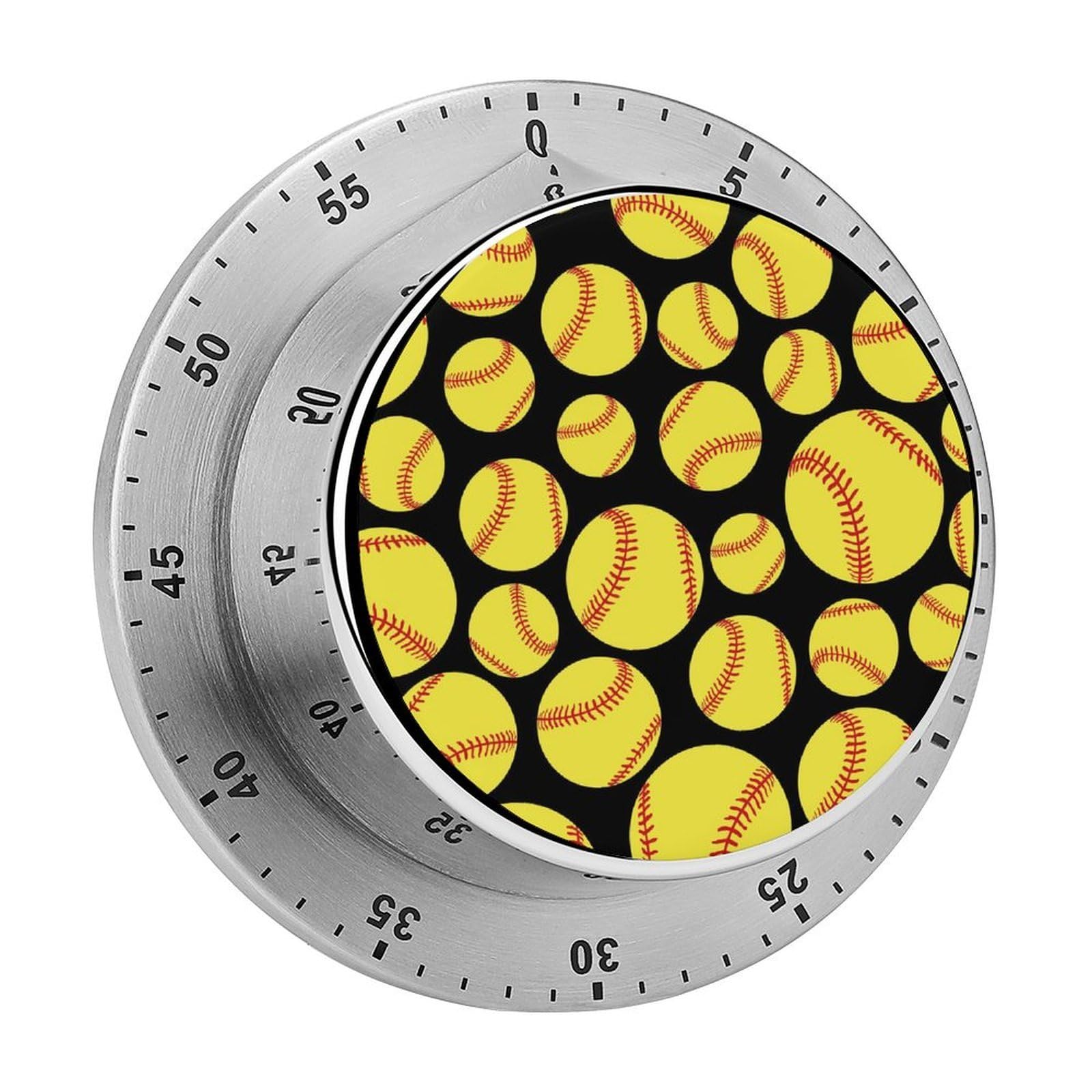 Yellow Softball Black Circular Rotating Timer, Suitable for Kitchen and Bedroom