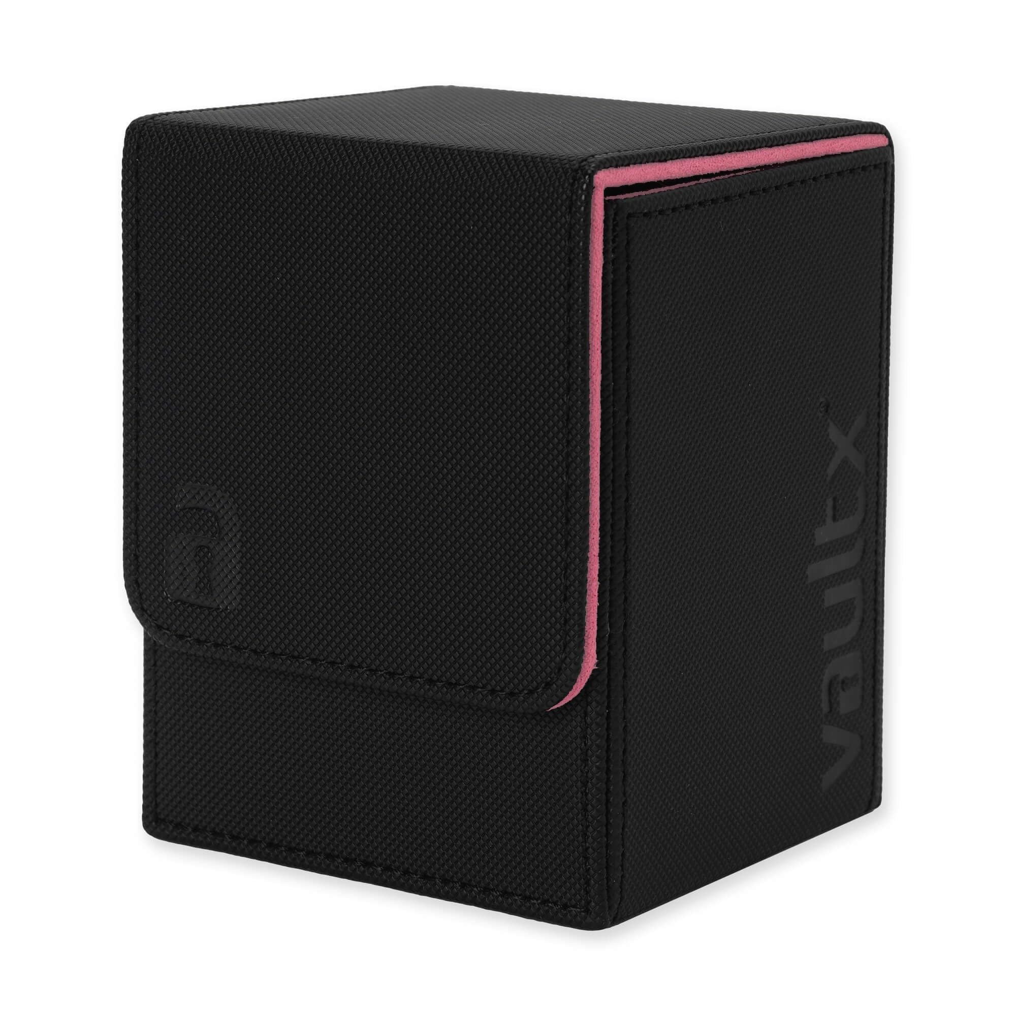 Vault X Sammelkarten-Deckbox, 80+ Karten, Premium-Exo-Tec-Material, Toplader-Kartenaufbewahrungsbox mit Magnetdeckel, für MTG Commander, TCG (Schwarz/Pink)