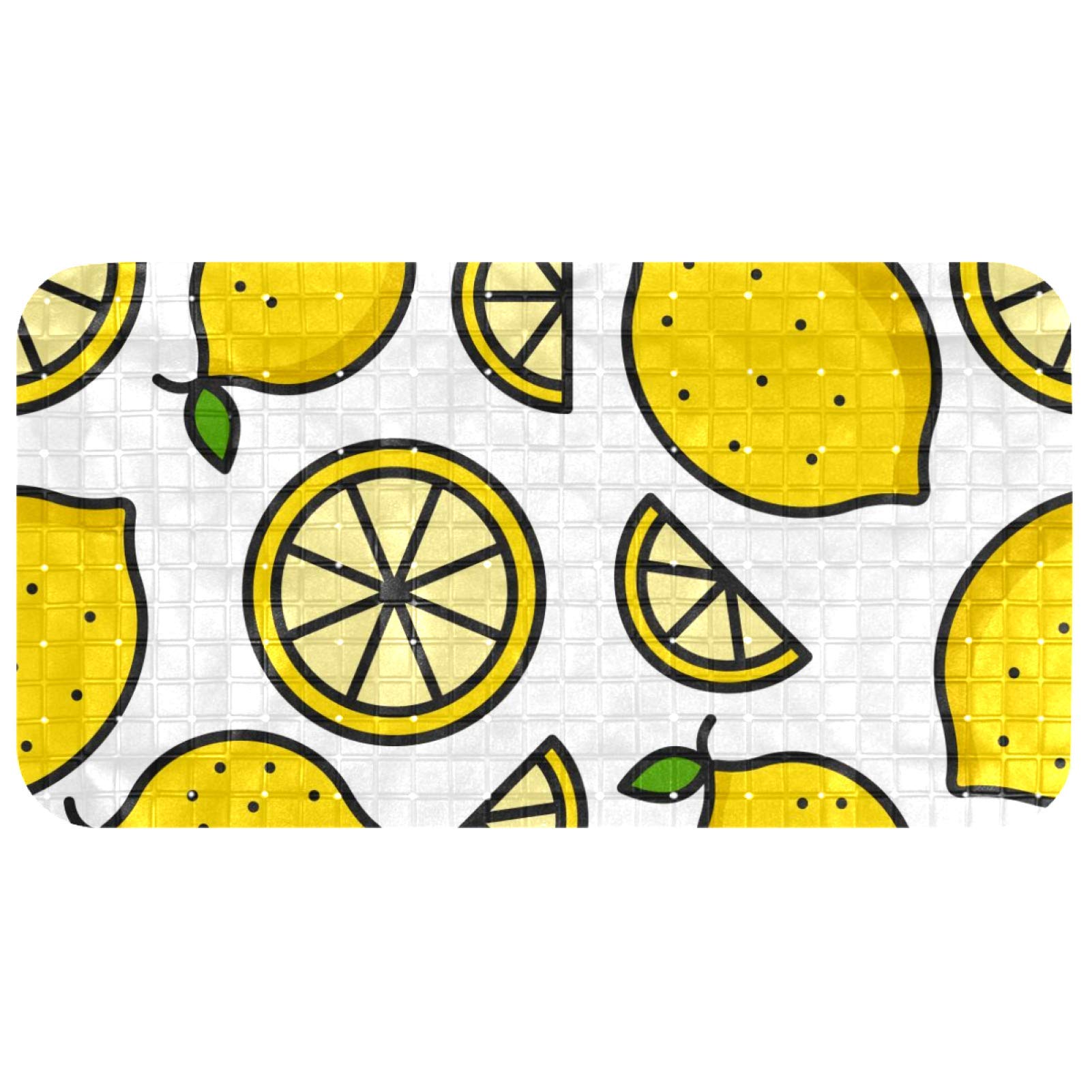 Alfombrilla antideslizante para bañera Bennigiry de limones con orificios de drenaje
