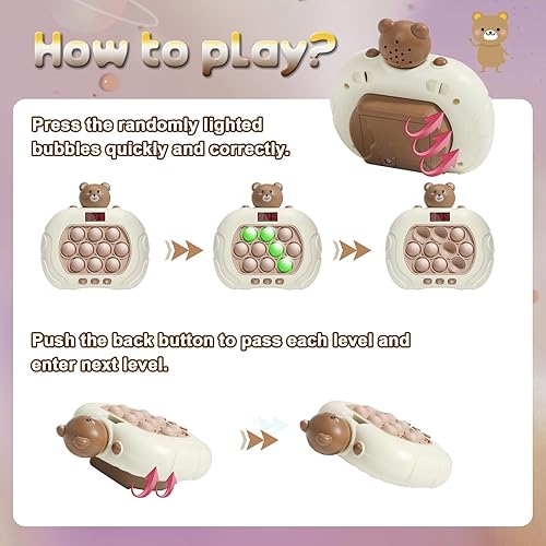 Miniatura 4 de Juguete Pop Fidget Kids It Games, consola de juegos de burbujas de empuje rápido con pantalla LED para niños de 8 a 12 años, juego de empuje rápido