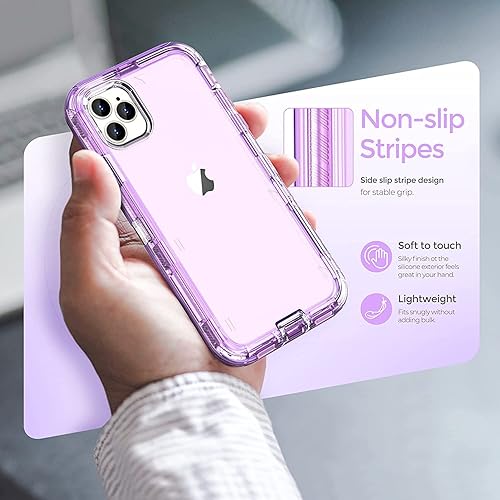 Miniatura 2 de ORIbox Funda para iPhone 15 Pro Max púrpura, protección contra caídas de grado militar de 10 pies, funda transparente resistente a prueba de golpes