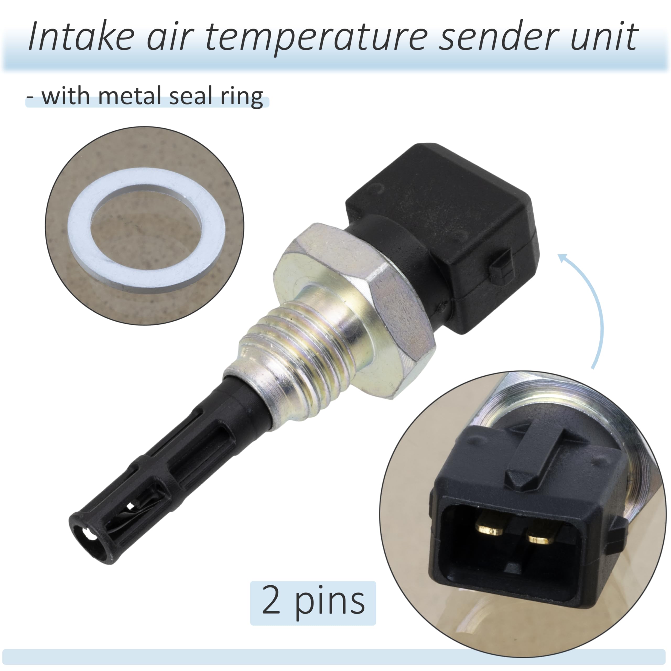 AERZETIX - C72661 - Sensor, temperatura del aire de admisión con junta de estanqueidad - número de polos: 2 - compatible con 11613449116, 13622243946, 6670669