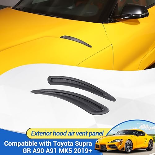 Miniatura 21 de Cubierta de fibra de carbono real para cubierta de ventilación de aire para Toyota Supra GR A90 A91 MK5 2019-2025, calcomanía de moldeo de Negro