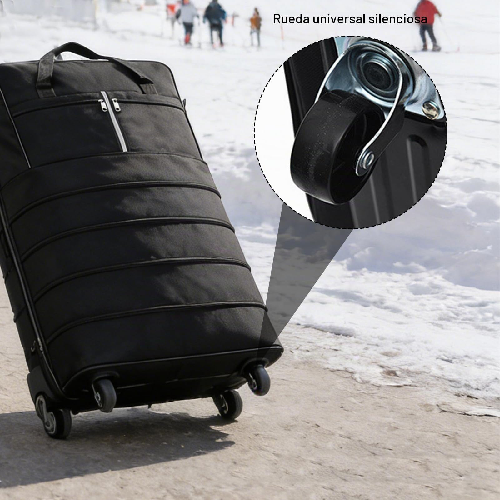 Bolsa de viaje plegable con ruedas, 110 cm, bolsas de viaje plegables grandes, bolsa de equipaje de mano plegable con correa para el hombro, bolsa de viaje con ruedas y asa, extensible, impermeable