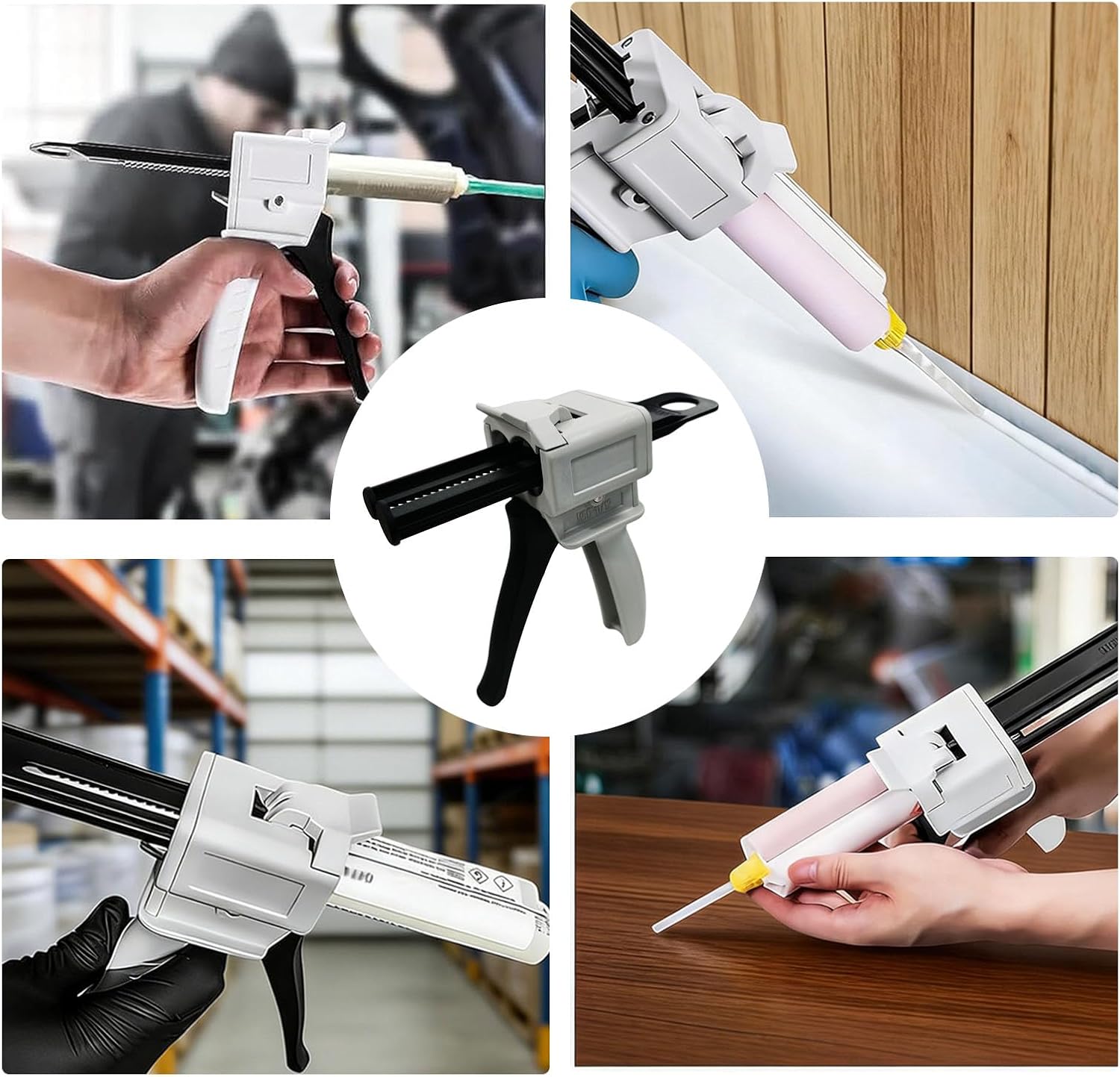 Dual Ratio Manual AB Glue Gun 50ml, 1:1/1:2 Mixing Dispenser for Home & Auto Repairs