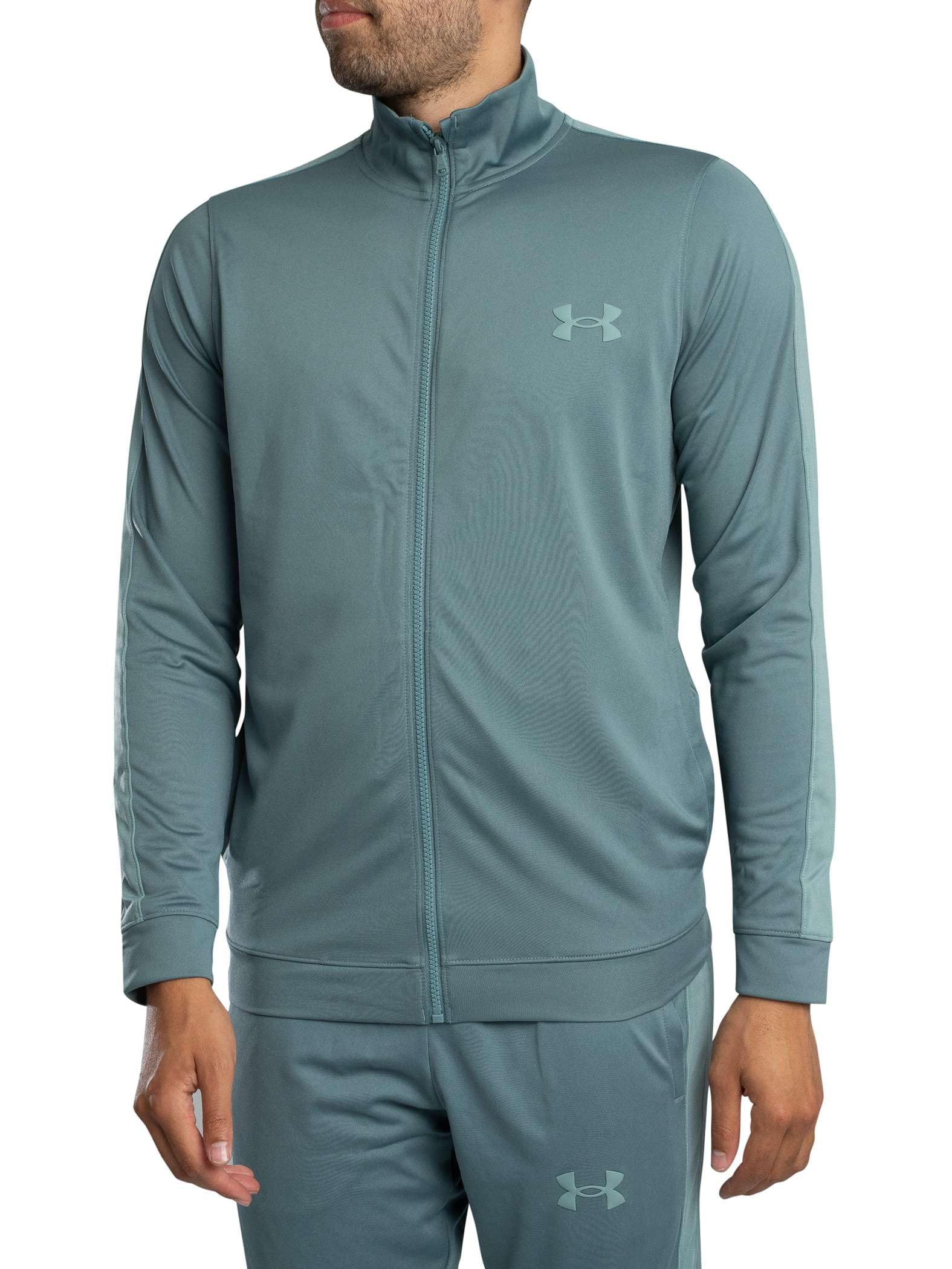 Under Armour Męski dres treningowy z dzianiny, wygodny i szybkoschnący, top i spodnie do biegania z kieszeniami, męski dres treningowy i do noszenia na co dzień, jaspis niebieski/serpentyna/serpentyna