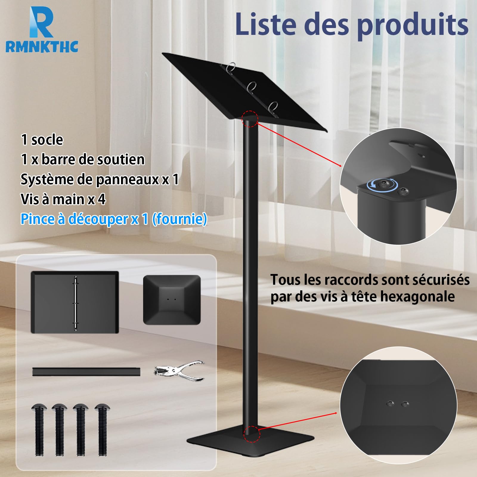Présentoir pour menu d'extérieur en métal - Résistant aux intempéries - Avec kit d'outils - Support pour restaurant, café, boutique (Noir)