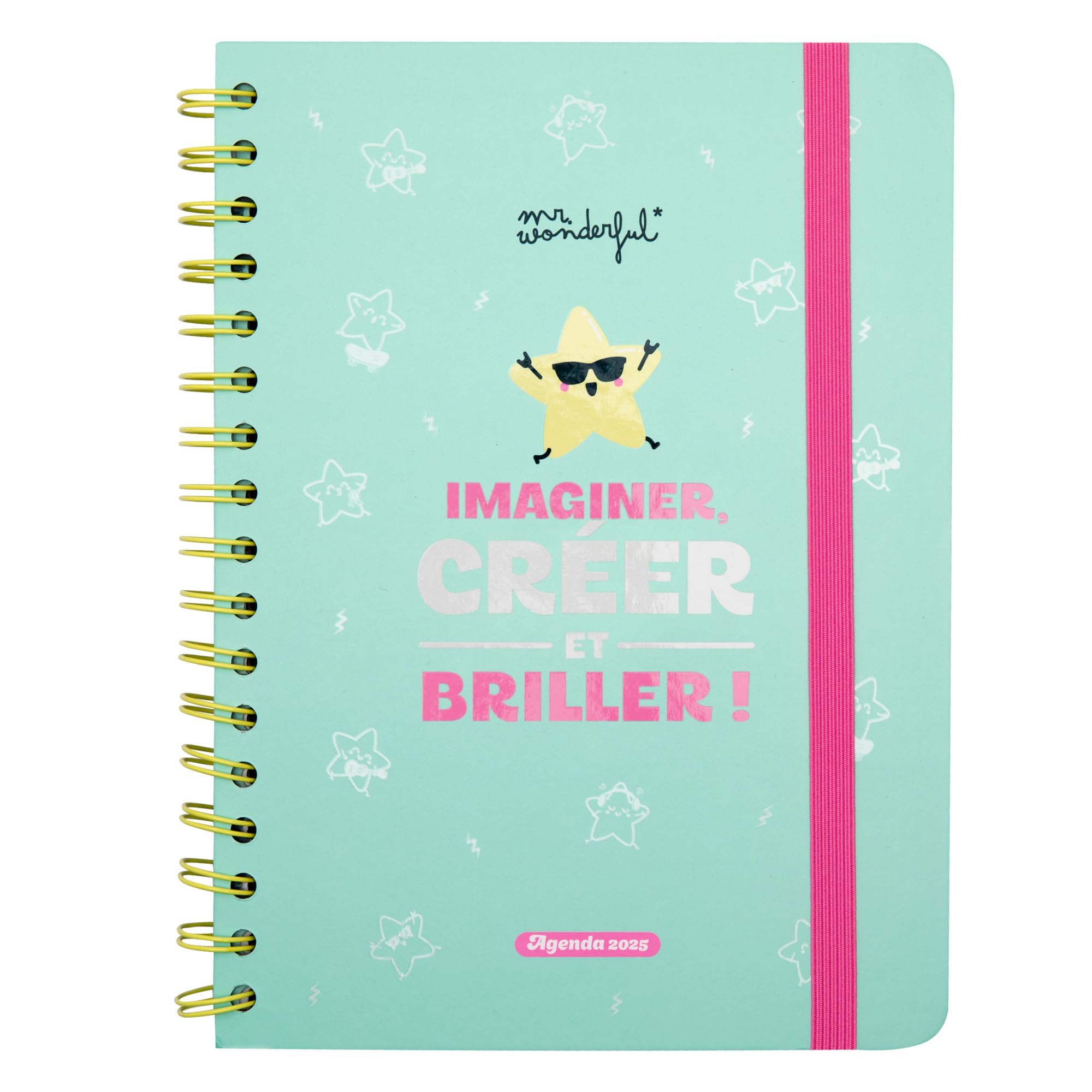Mr. Wonderful - Wonder 2025 Week to View Diary - Imagine, Create... and Shine! - Includes 8 Sheets of Stickers and Sticky Notes
