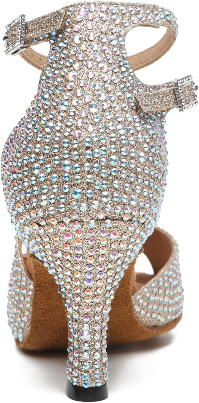 Latin Rhinestones Glitter Dance Shoes Womens Bridal Sandals