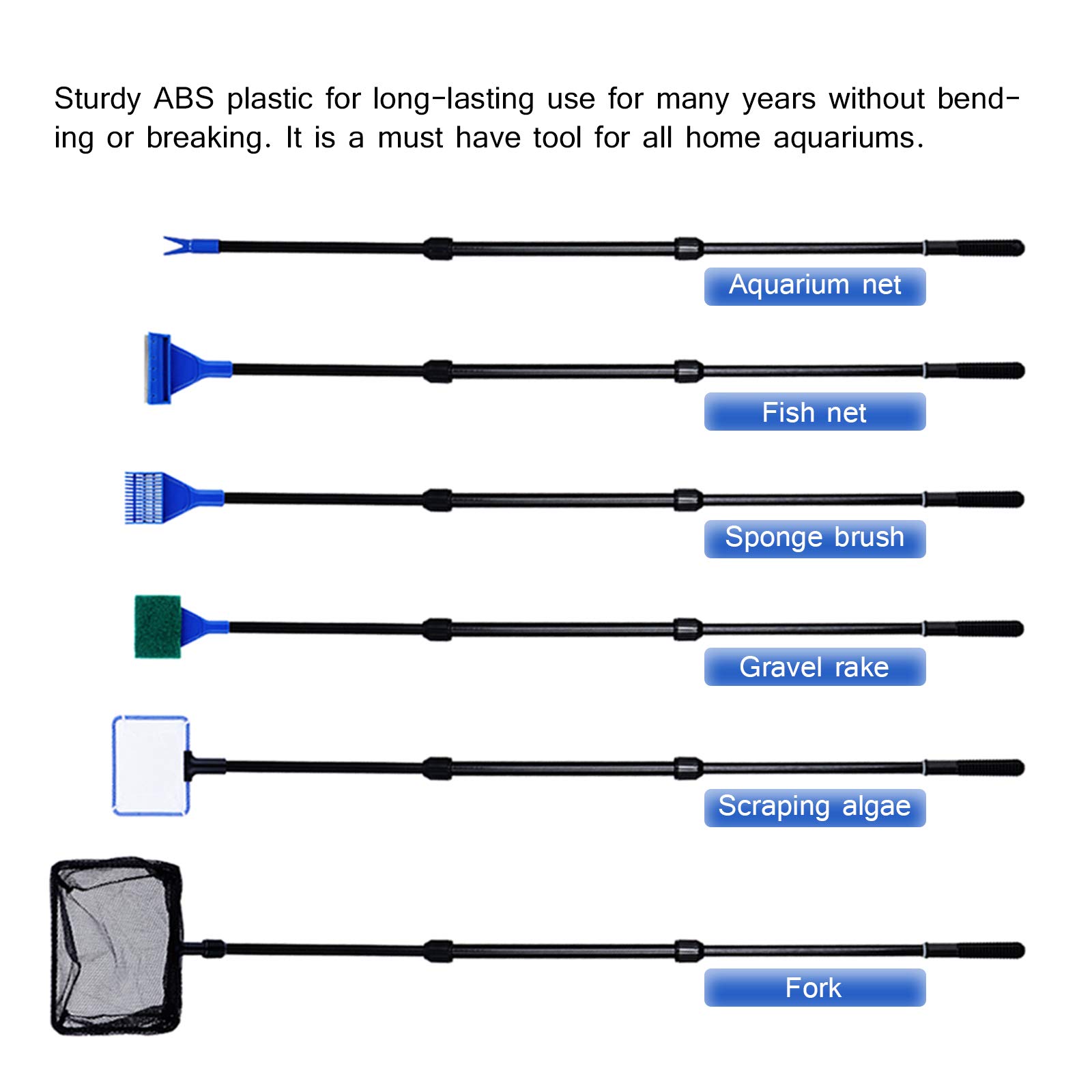 Moendergo 6 PCS Kit d'outils pour Aquarium Pince à épiler en Acier
