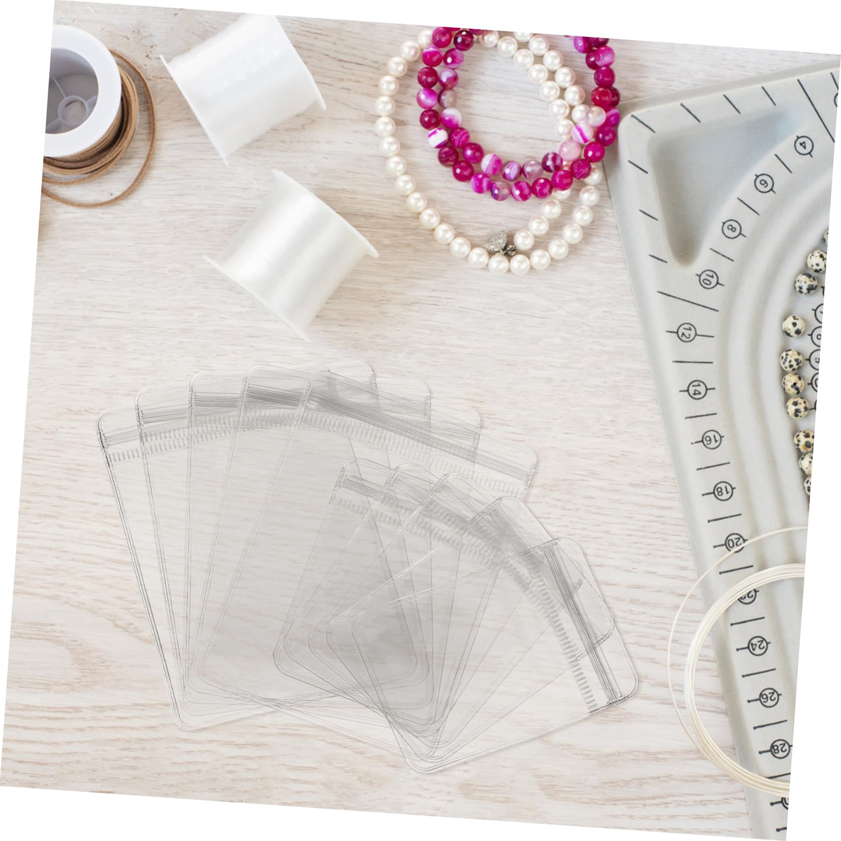 OSOLADY Jewelry Packaging Bags Set of 100 PVC Zip Pouches Self Seal Storage for Travel Organization