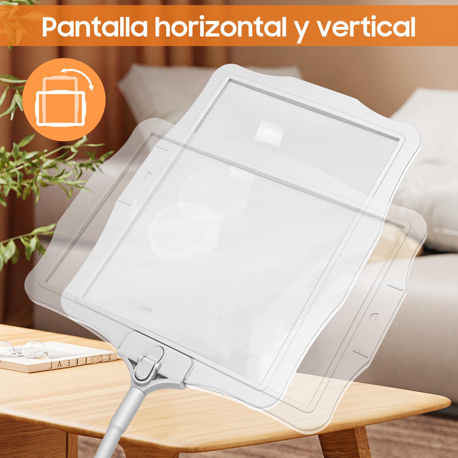 Lupa con luz Grande Transparente con Soporte,50 Cuentas LED Brillo Ajust | Diseño Antideslumbrante, Uso de 10 Horas, Lupa de Observación de Lectura de Mesa o Portátil con Base