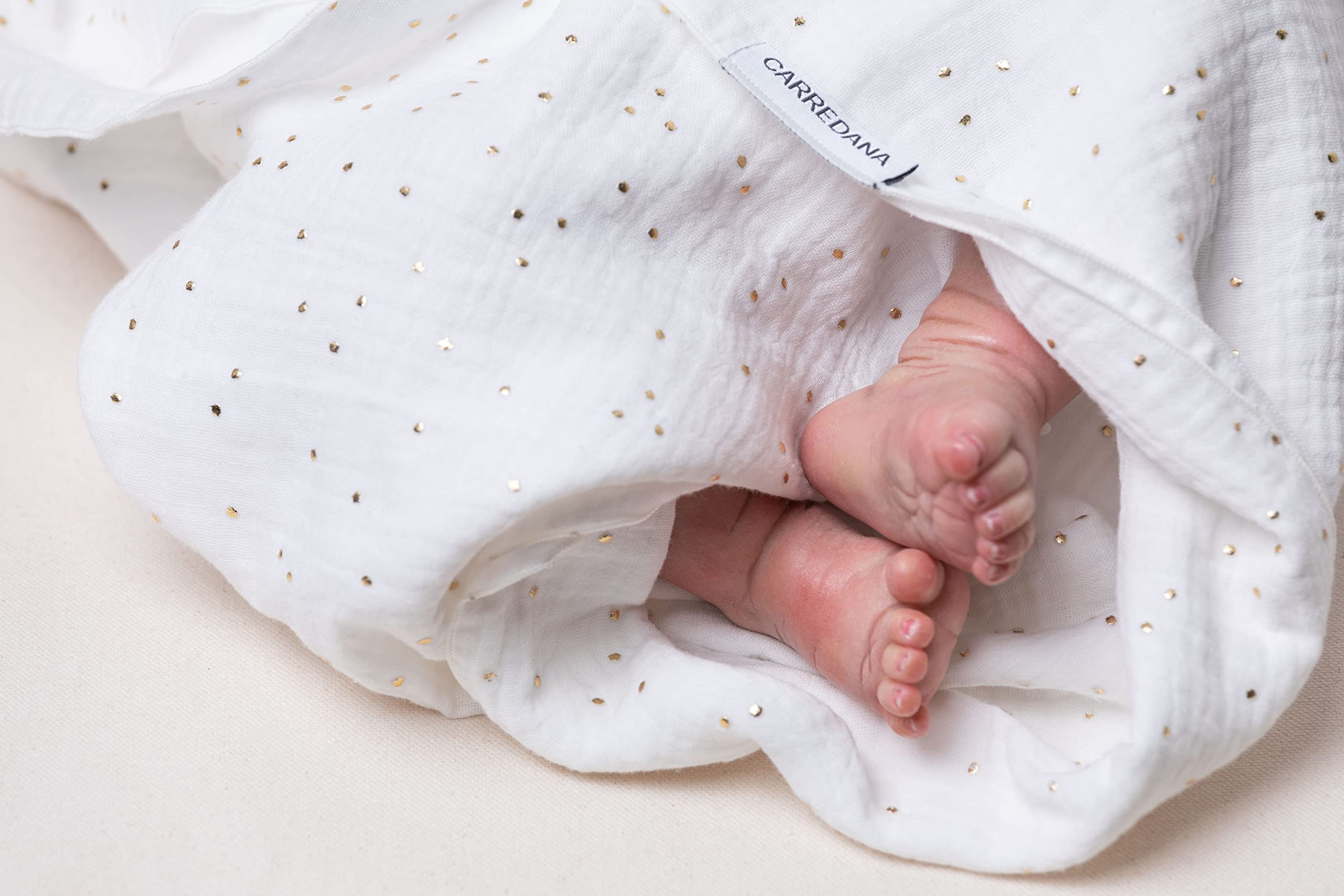 Muselina bebé 100% algodón 120x120 -Manta bebé-Arrullo para bebé-Toallas infantiles para proteger a los más pequeños de la casa.Multiusos.PErsonalizado bordadoroteger (Blanco con puntos dorados)