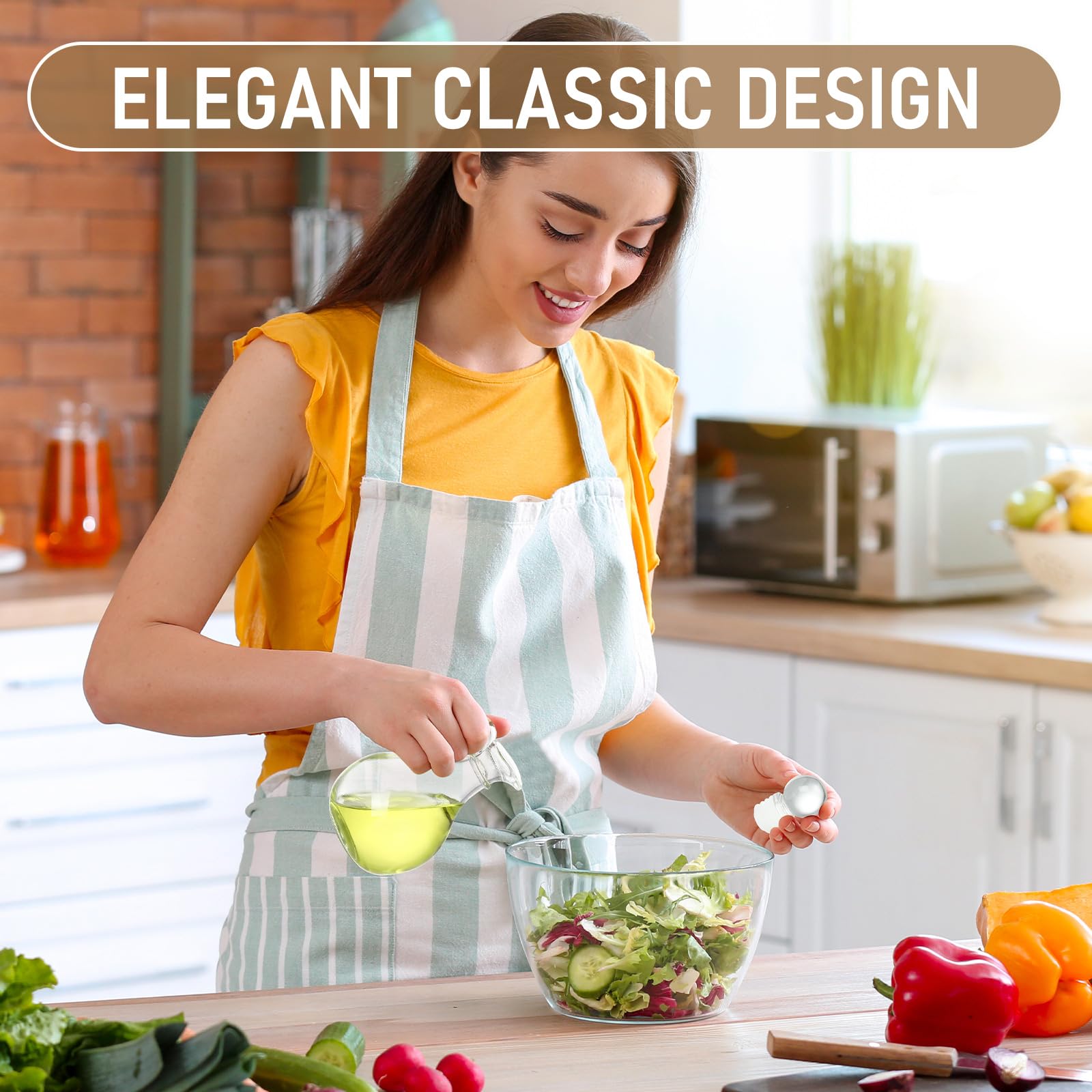 Teenyyou Oliera in vetro per olio e aceto, 2 pezzi, dispenser per olio d'oliva, aceto, ampolla per insalata, condimenti, elegante contenitore in vetro per condimenti fatti in casa, sciroppo per