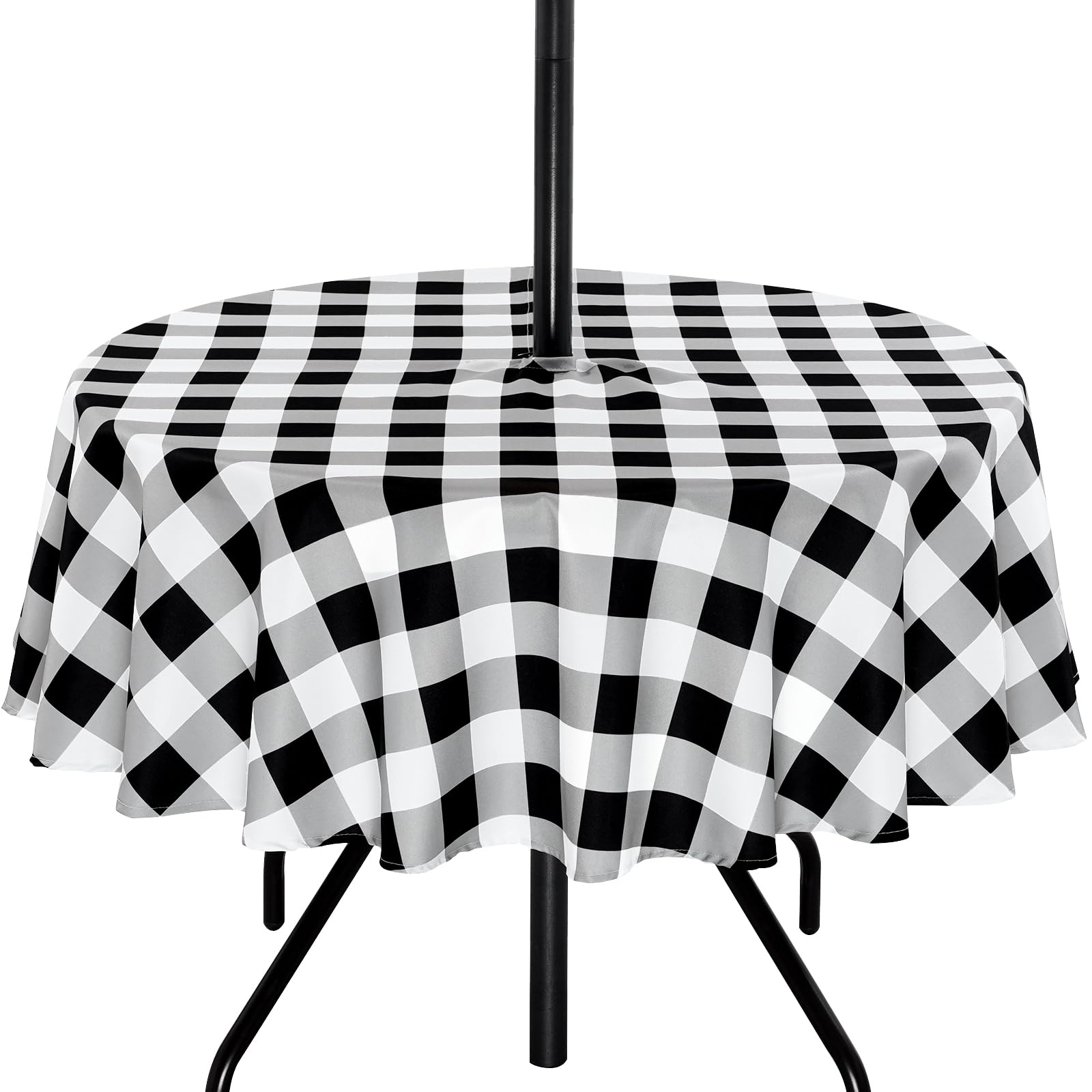 3E Home Black Gingham Outdoor Tablecloth