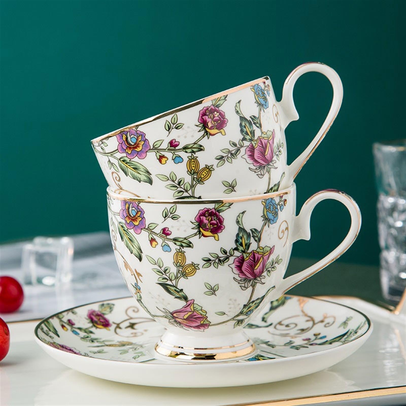 kubek do kawy kubki porcelana kostna zestaw filiżanek do kawy popołudniowa herbata chiński prosty złoty brzeg zestaw do herbaty ceramiczne angielskie czarne filiżanki do herbaty i spodki świąteczne