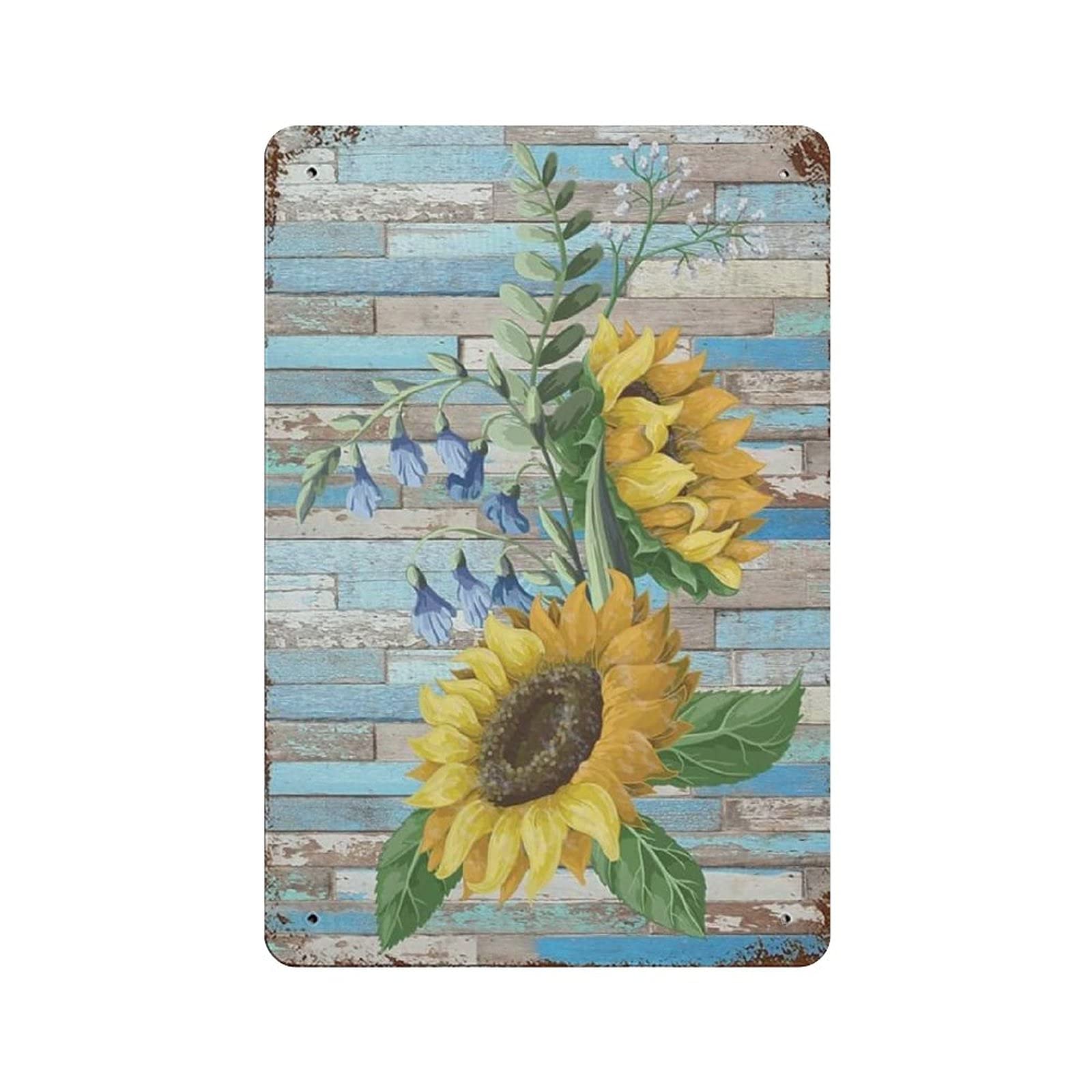 Metal Tin Sign Sunflower Bouquet Vintage Tin Poster Metal Sign Wall Decoration Country Kitchen Home Garage Decor 12"x8"