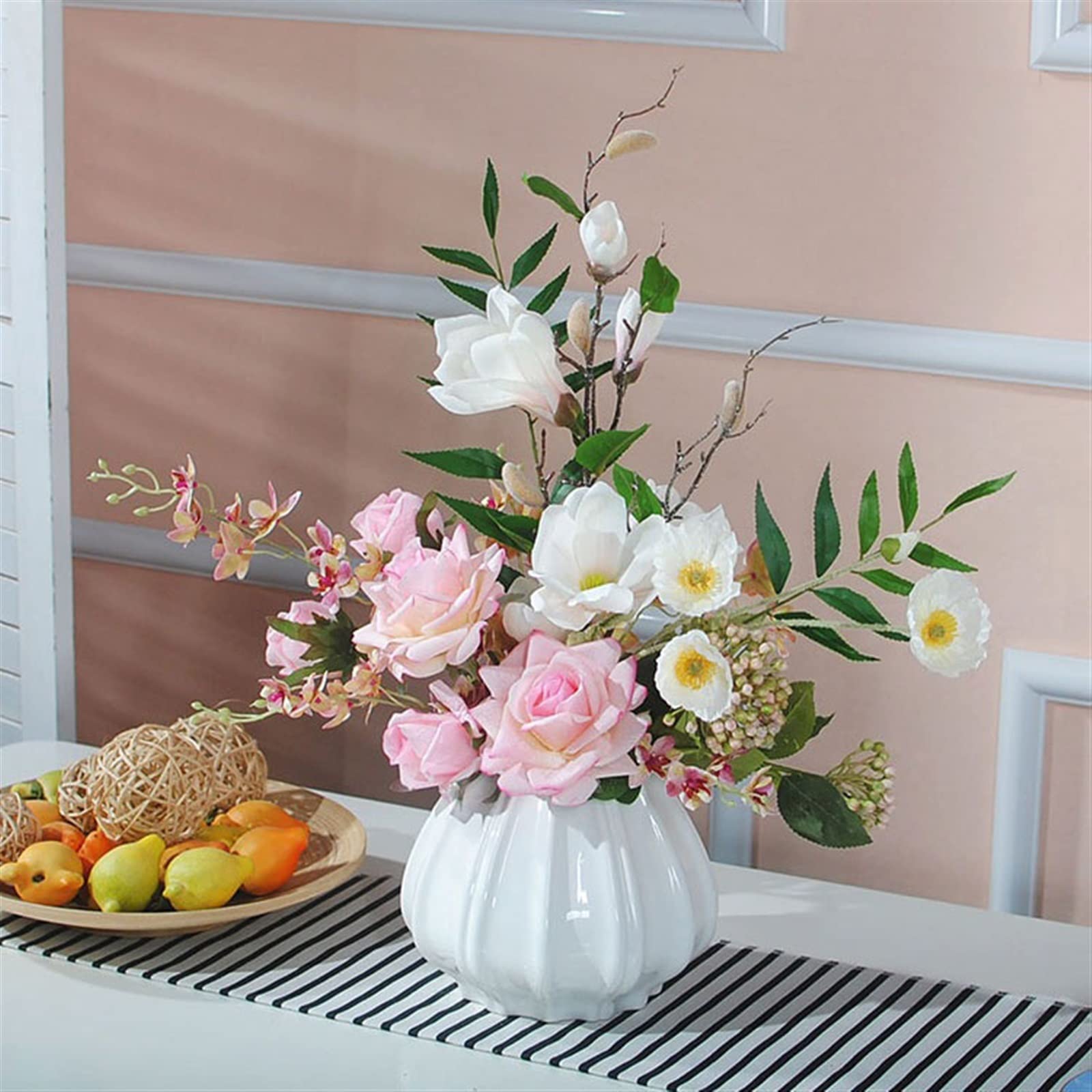 ホワイト陶器花瓶 カーネーションアレンジ 花瓶 ホワイト 不規則 セラミック 花瓶 アレンジメント リビングルーム