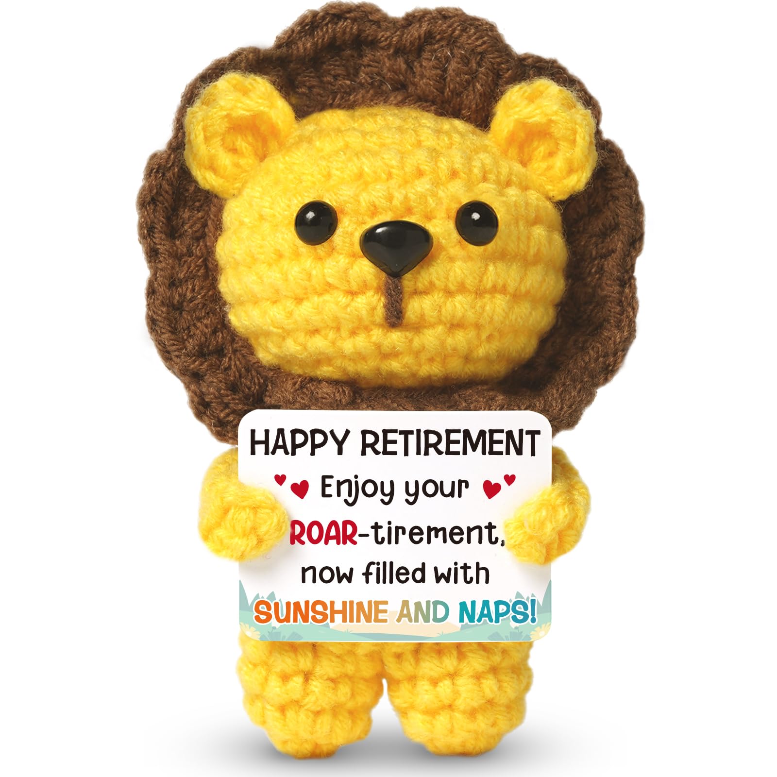 Sayregifty Retirement Gifts for Women, Handmade Crochet Lion Unique Happy Retirement Gifts for Women Men Coworker Friends, Cute Leaving Gift for Colleagues Women — image 1