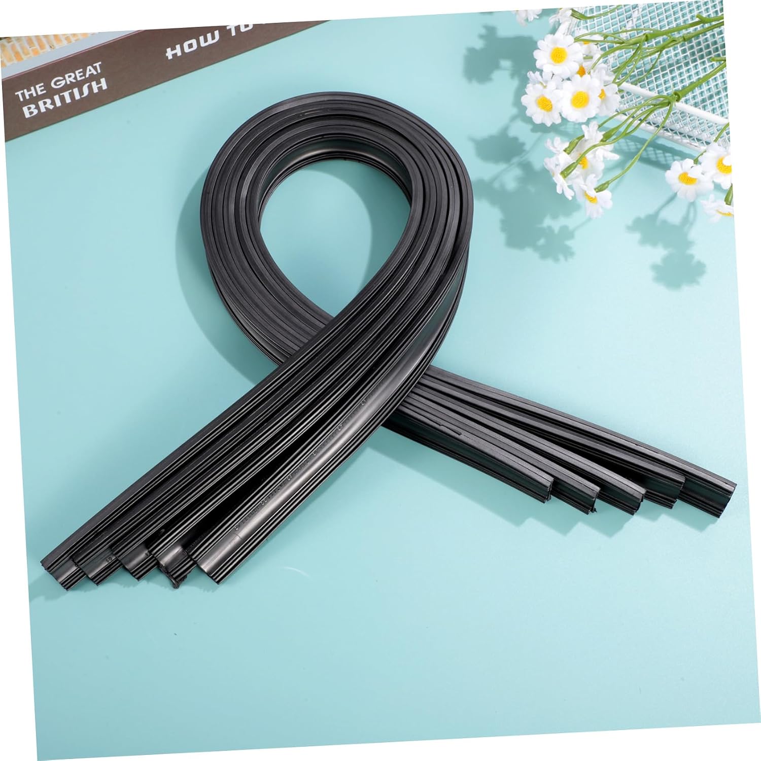 Unomor 5pairs Rubber Wiper Blade Refills Frameless Windshield Wipers Easy to Install Natural Rubber Strips for Visibility Harsh Weather