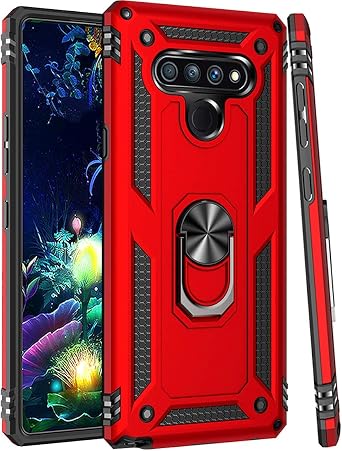Compatible for LG Stylo 6 Case, [Military Grade] Magnetic Car Ring Holder Mount Kickstand Defender Protective Phone Cover Case for LG Stylo 6 red