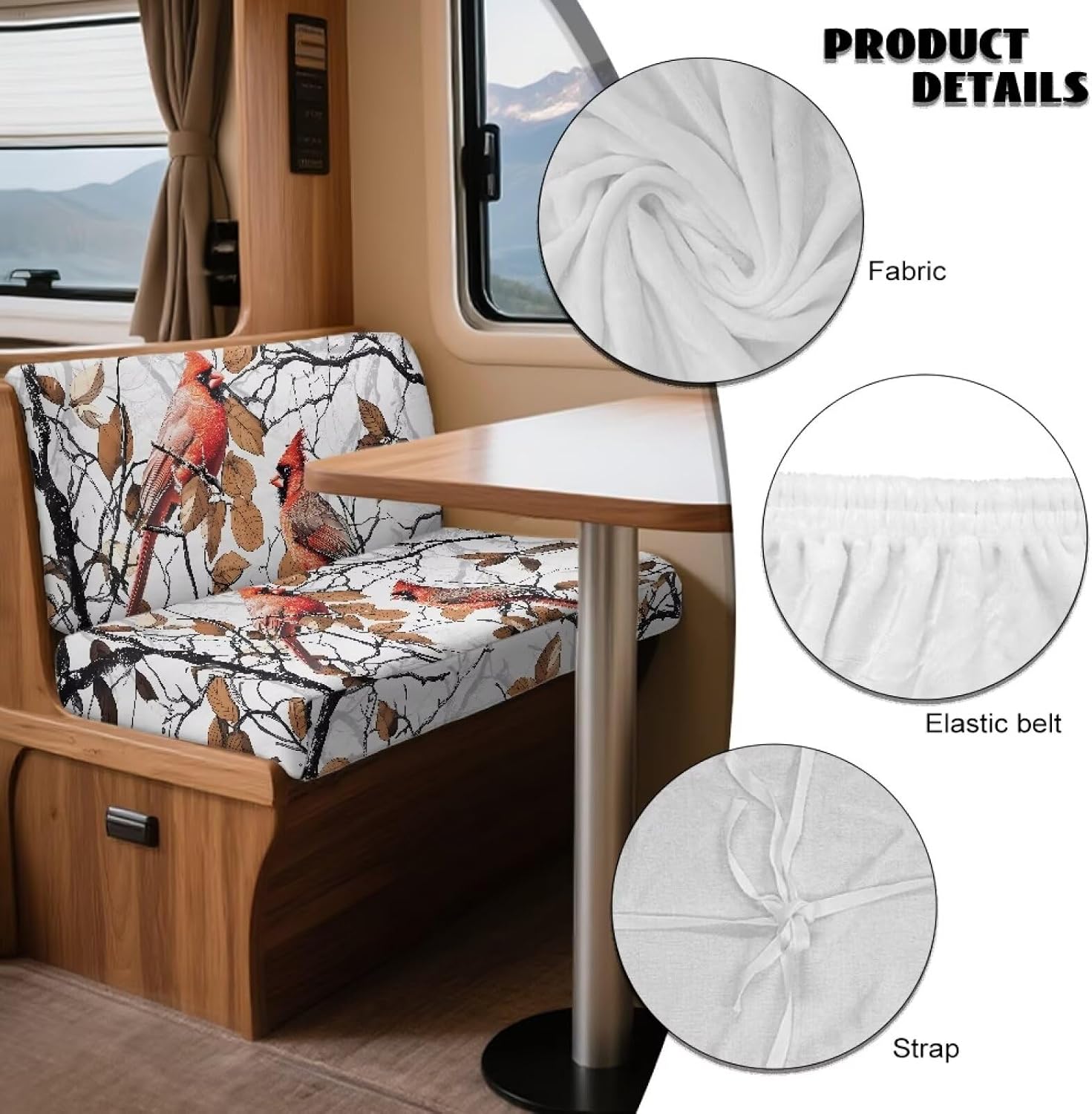 Cardinal Branch Rv Couch Covers for Sofa Bed Cute Couch Cushion Slipcovers for RV Universal Most Chairs Easy to Clean and Reusable