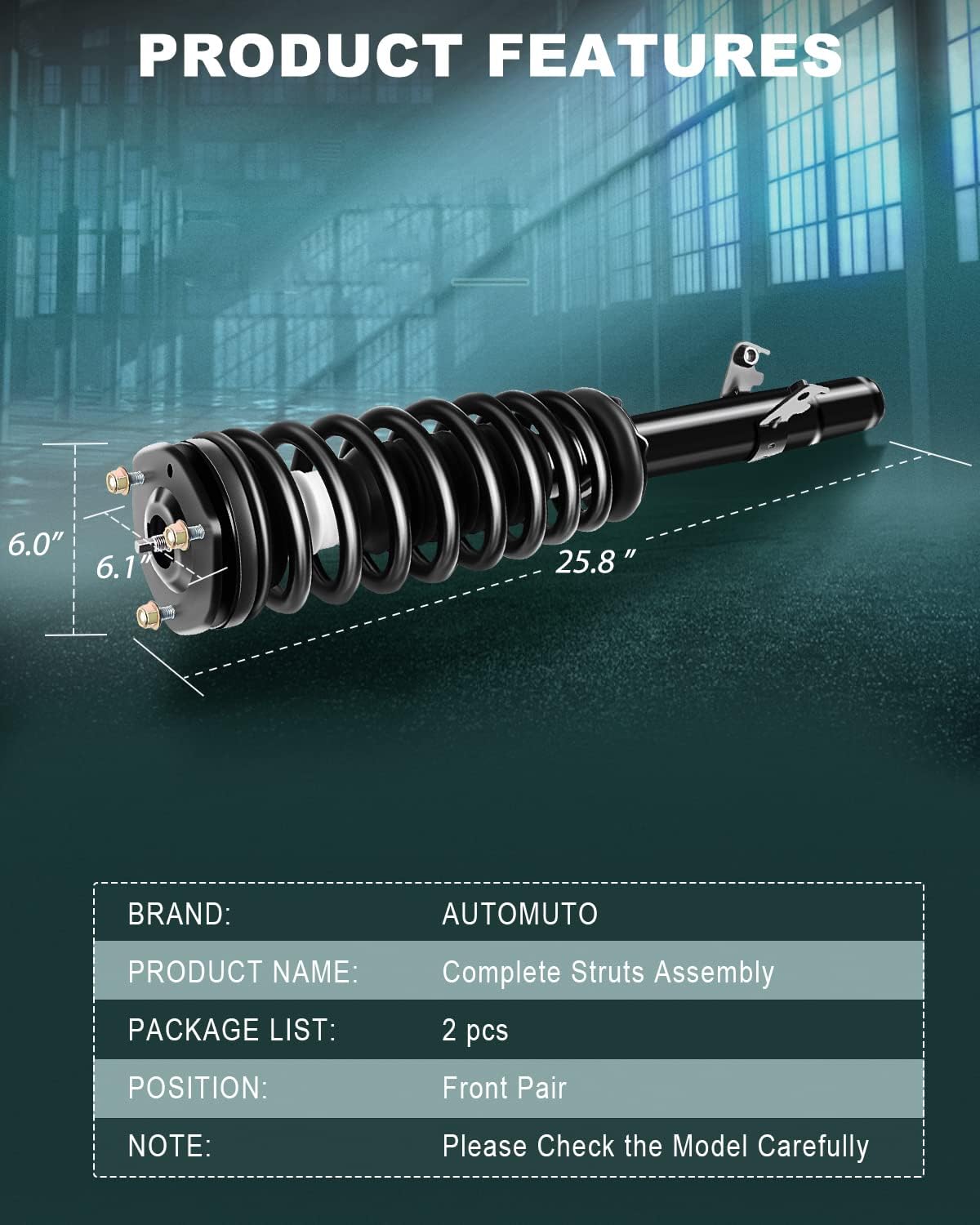AUTOMUTO Strut Spring Assembly Front Pair Shock Absorber Fit 2007-2009 for Fusion,2007-2009 for Mercury Milan