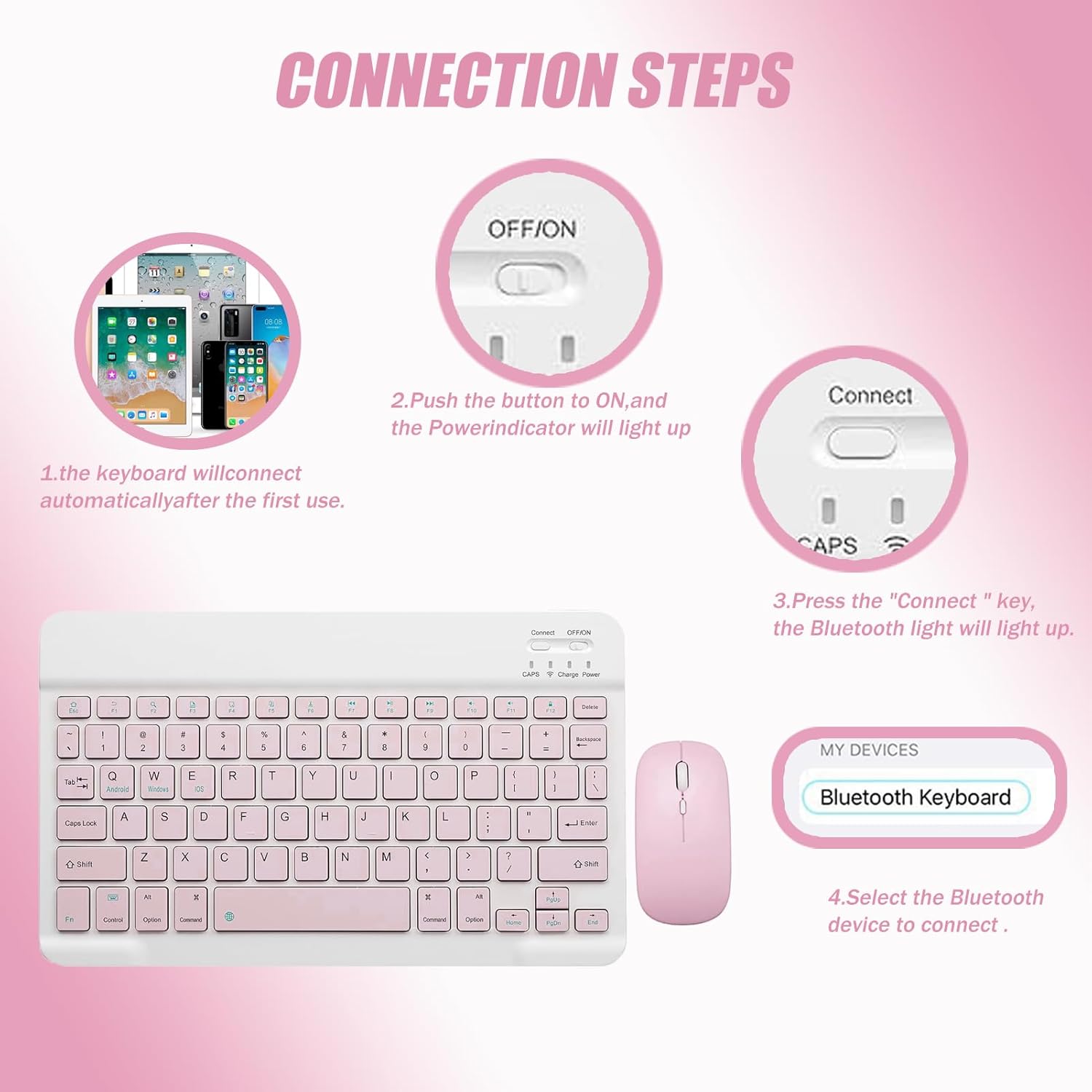 Keyboard Case for Samsung Galaxy Tab A9+ / A9 Plus 11 inch 2023, A11Plus 11" 2025-Mouse and Detachable Keyboard, Slim Protective Case (Pink)