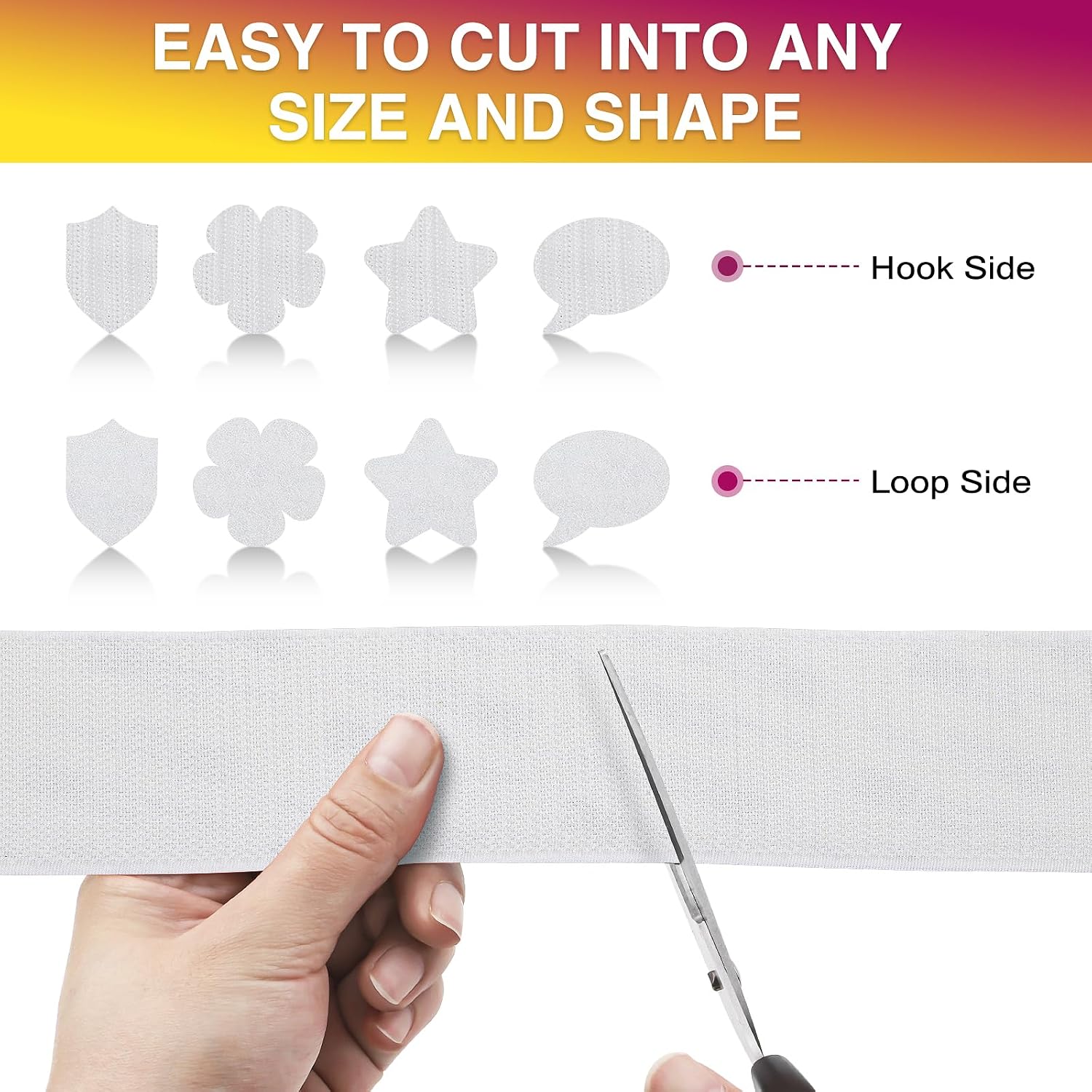 12Ft x 2 Inch Hook and Loop Tape Black and White, Heavy Duty Double-Sided Adhesive Strips, Strong Sticky Back Fastener Roll, Cuttable Interlocking Tape Fasteners for Home, Office, Car, School & DIY