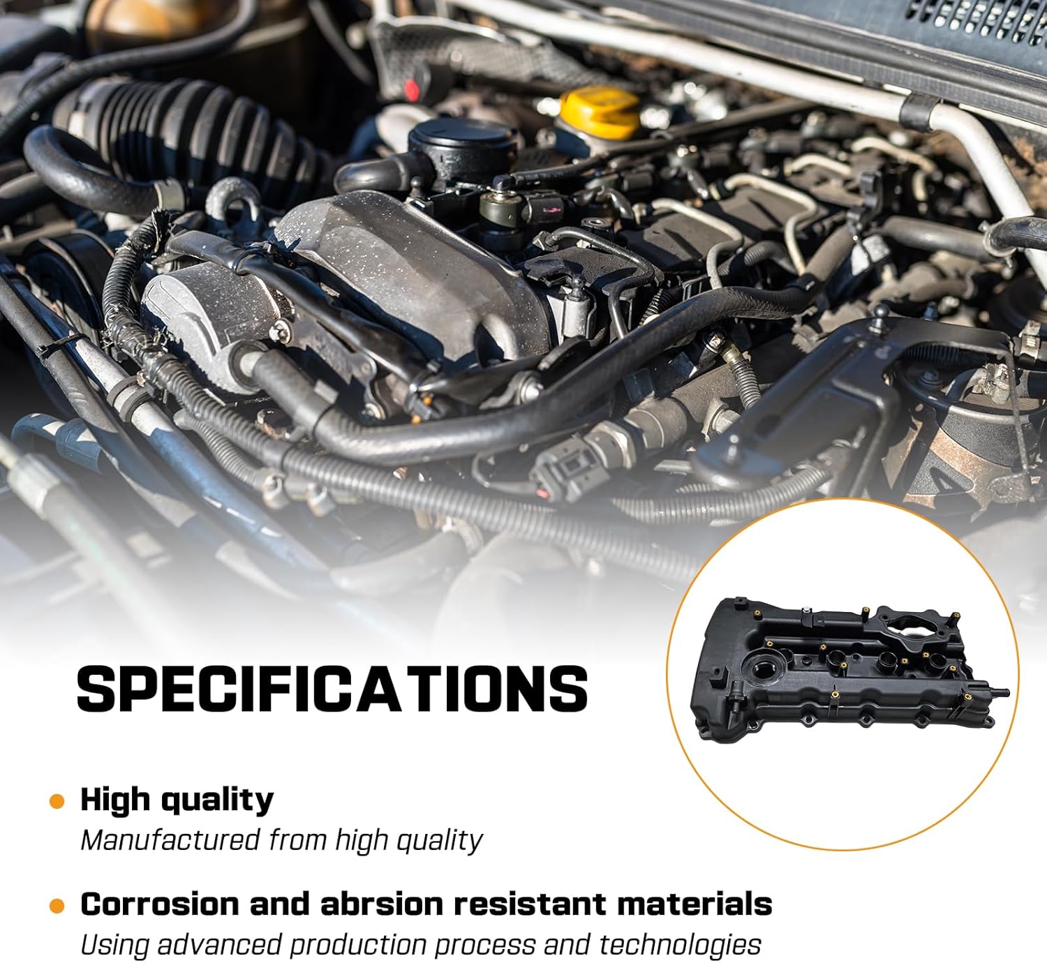 22410-2G710 Automotive Replacement Engine Valve Covers Compatible with Kia Optima 2011-2015, Sportage 2011-2016, Sorento 2012, Hyundai Tucson 2014-2015, 2.0L 2.4L