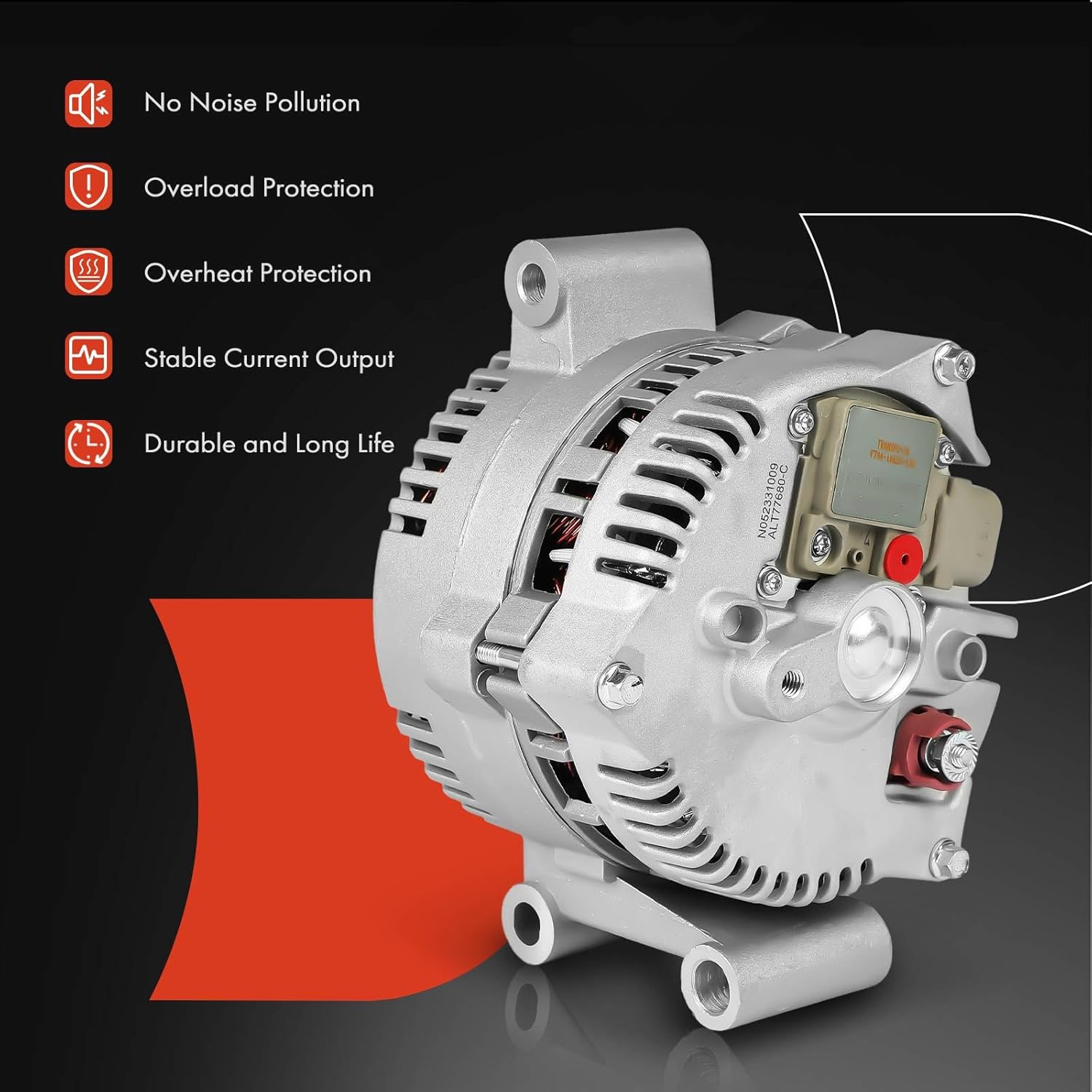 A-Premium Alternator Compatible with Ford F-150 250, F-150 Heritage, F-Super Duty, Explorer, E-350 Econoline Club Wagon, Ranger, Econoline Super Duty & Mazda B4000, 12V 130A Without Pulley Clockwise