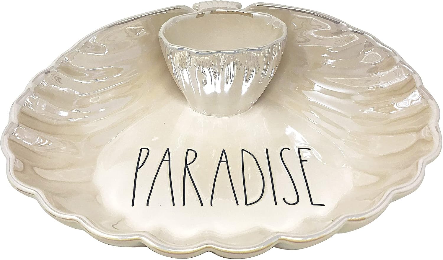 Rae Dunn Ceramic Iridescent Paradise Shrimp And Dip Bowl