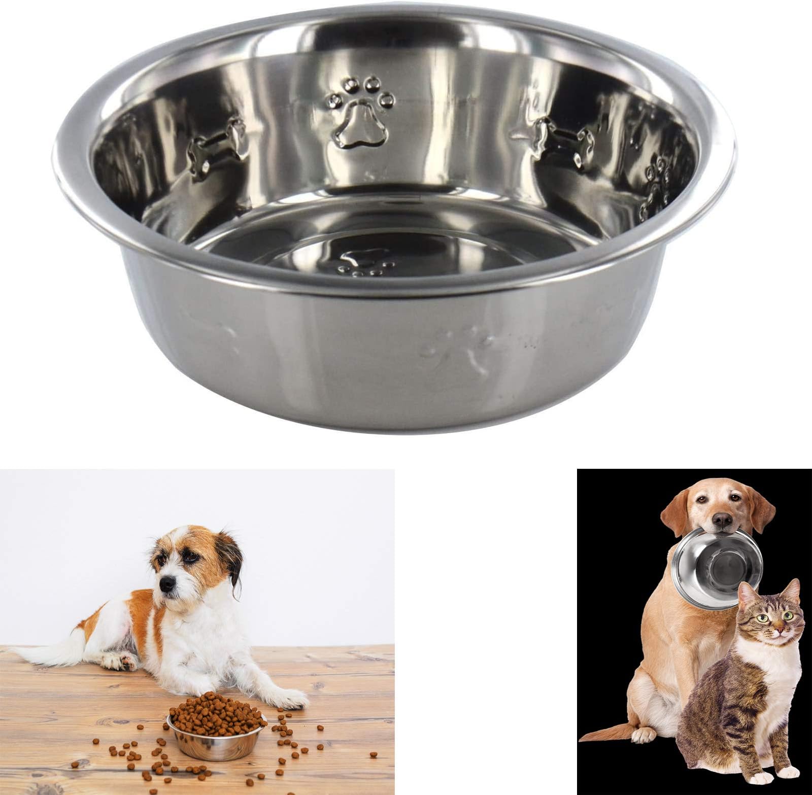 Evokk Pet Feeding Bowl Dogs Cats Stainless Steel 21cm x 7cm Water Food Metal Plate