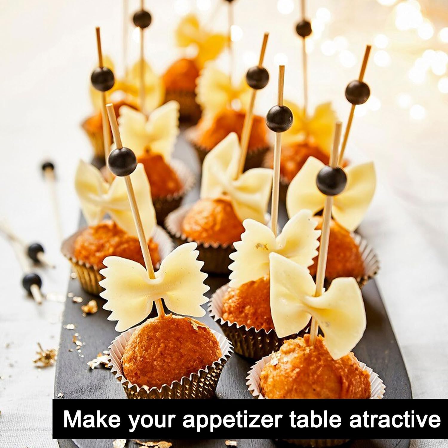 100 Pcs Black Pearl White Pearl Cocktail Picks Toothpicks for Appetizers