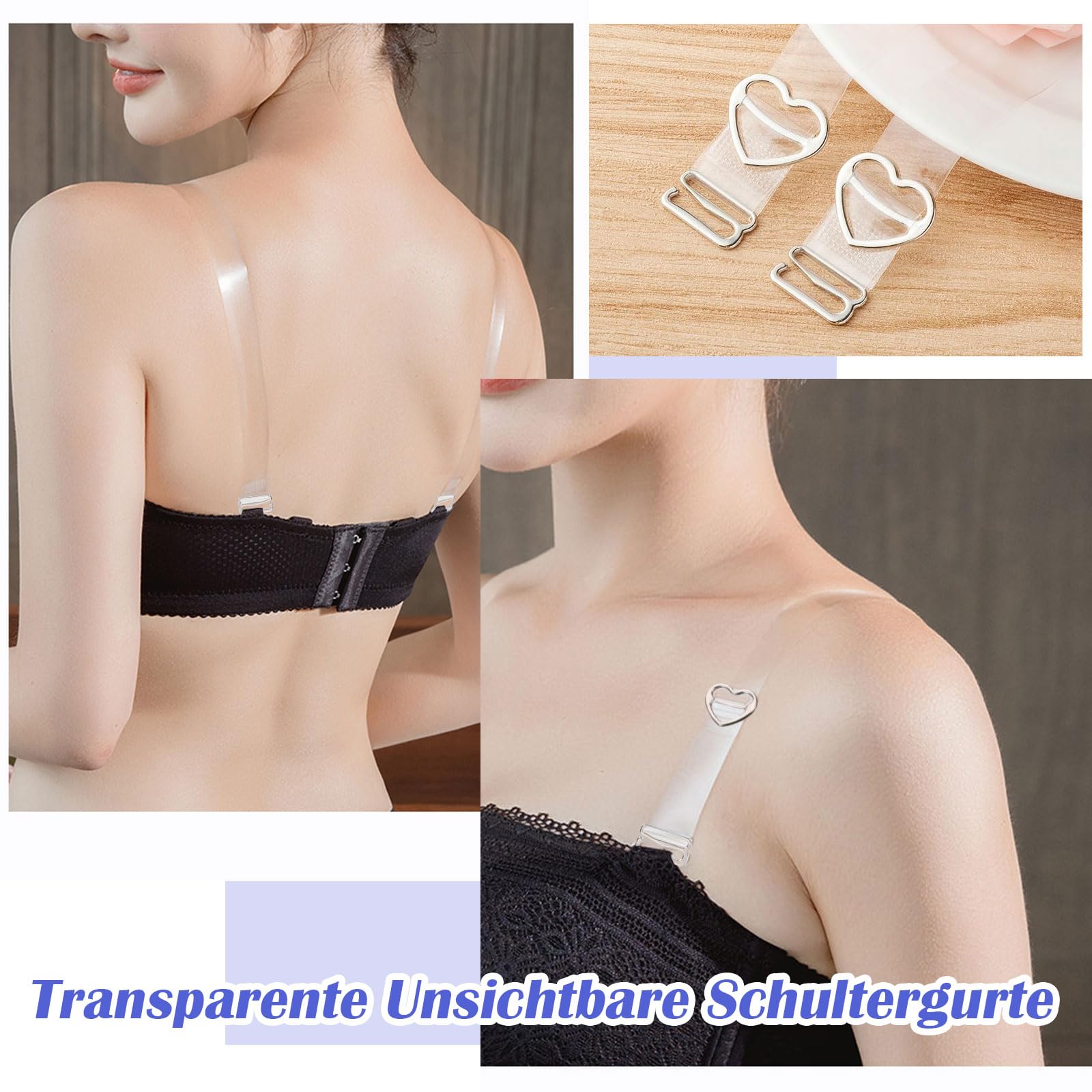Soutien Gorge Bretelle Transparente Bretelles Soutien-Gorge Transparentes - 6 Paires Réglables 12mm - Acier Inoxydable Bustier Femme