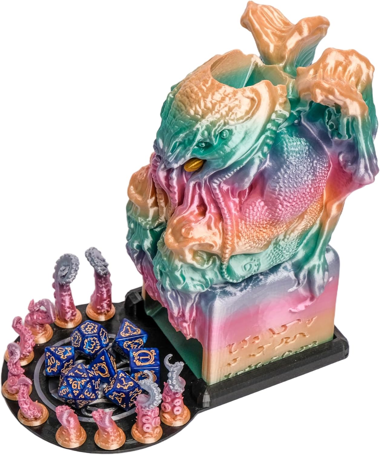 3D BEST-Q Cthulhu DND D&D Dice Tower，3D Printed Compatible with Dungeons and Dragons, 28mm Miniature Wargaming, Tabletop RPGs, Wargame Scenery, Endless Deep Sea Series (Candy)