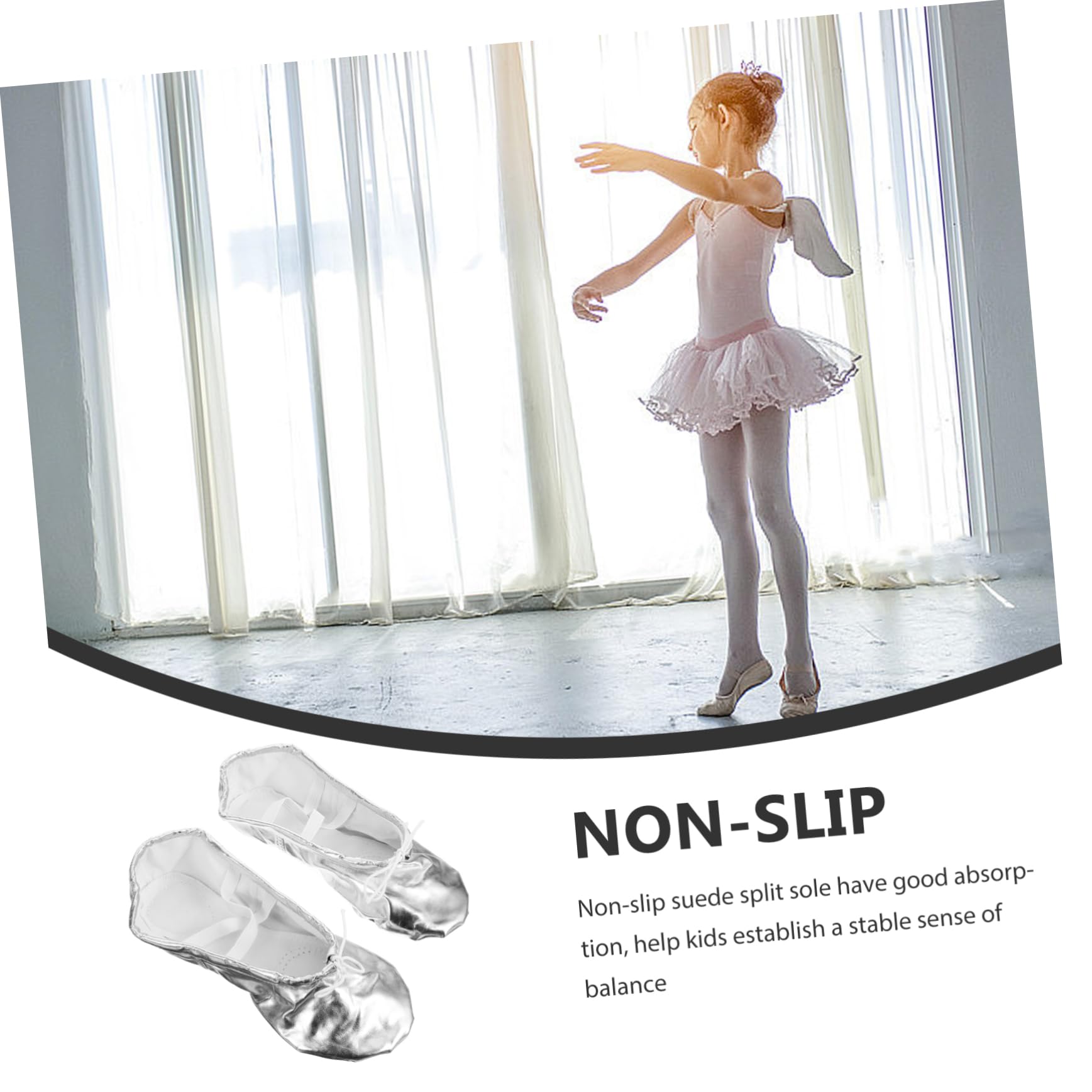 Gatuida Ballet Practice Shoes Kids Ballet Shoes Child Exercise Shoes Ballet Dance Shoes Silver