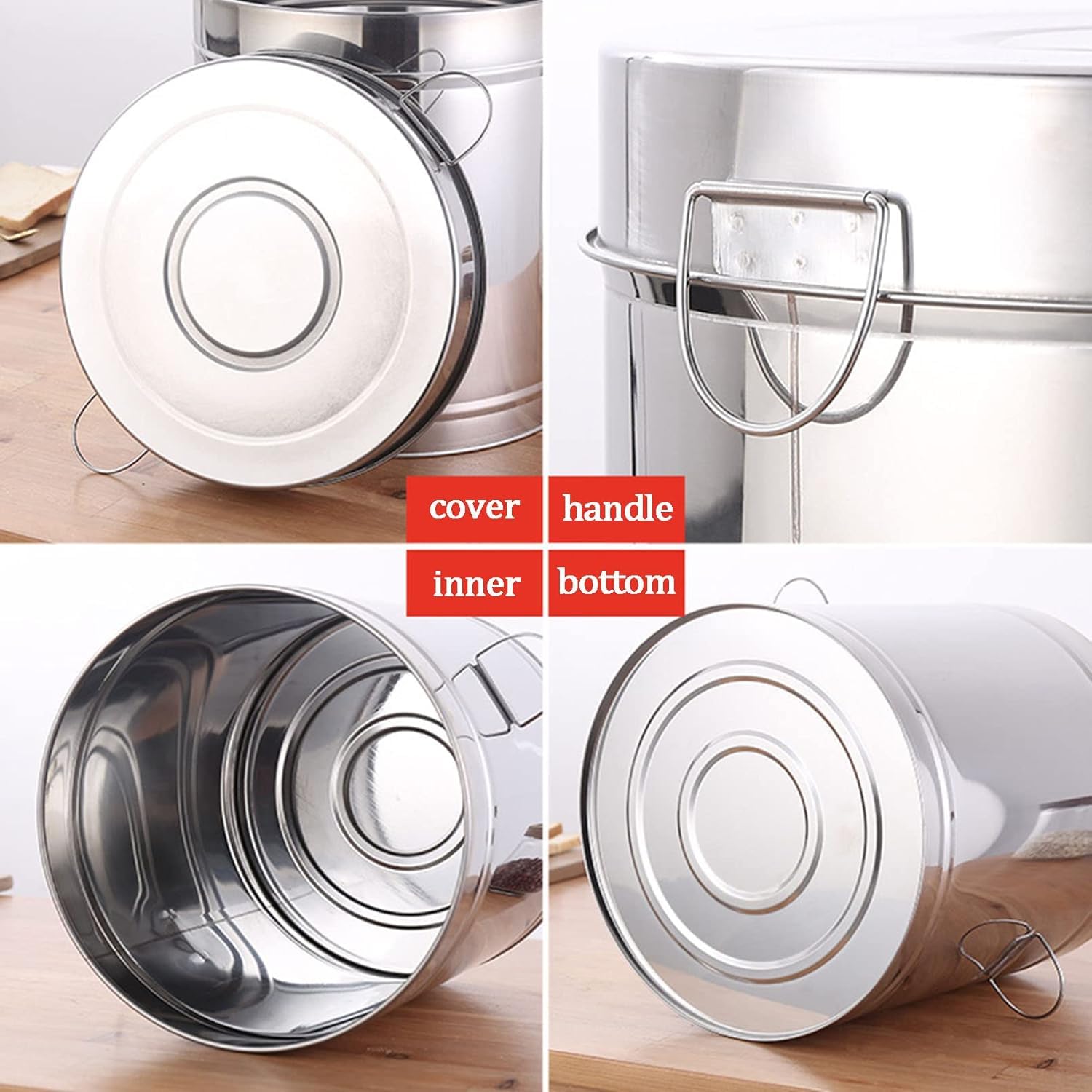 Atight Steel Food Sto Conters 20 kg Mehl, Müsli, Reis, Kanister, feuchtigkeits- und schädlingsfest, Küchengläser für maximale Frische und langlebige Konservierung