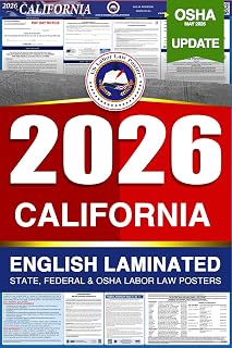 2026 California CA All-in-One Workplace Compliance & Labor Law Poster (Federal State & OSHA) English Laminated