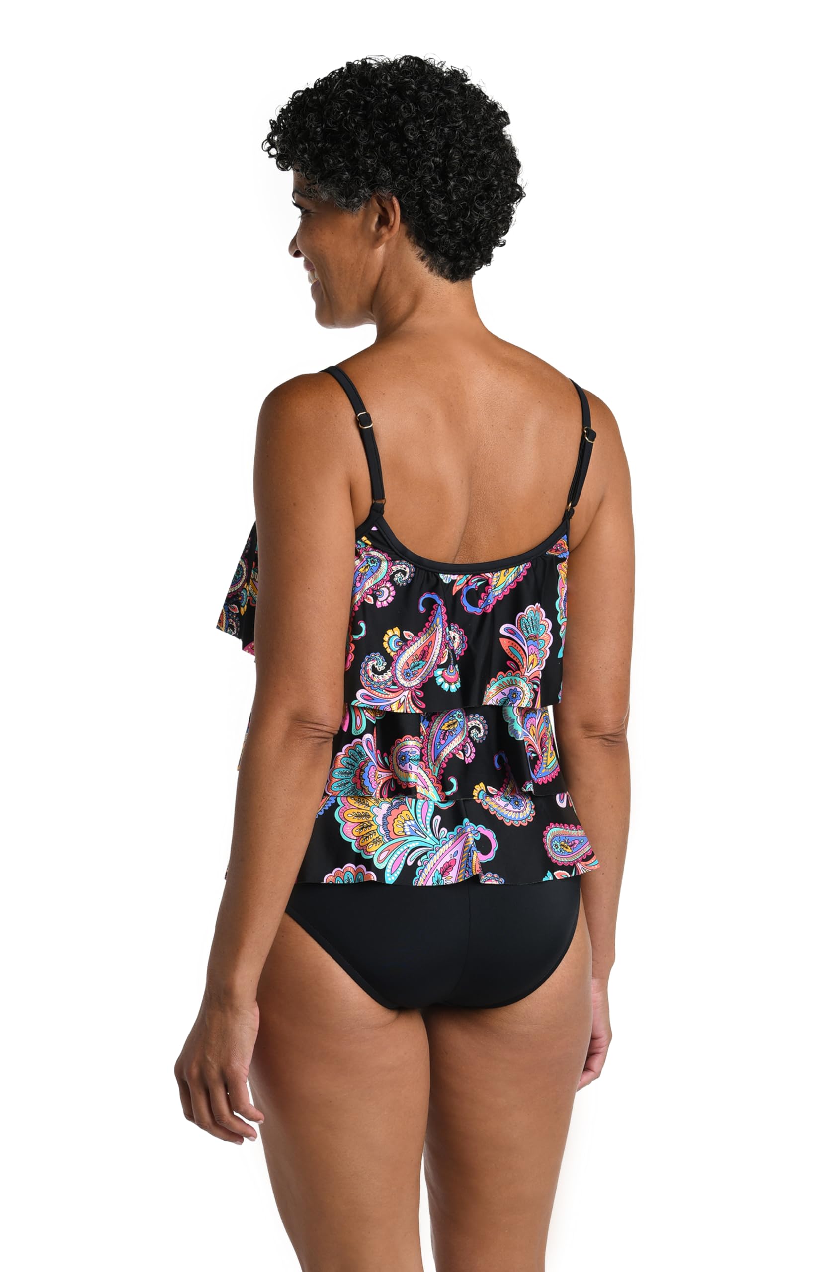 Maxine of Hollywood Women S Standard V-Neck Flutter Tankini Swimsuit Top